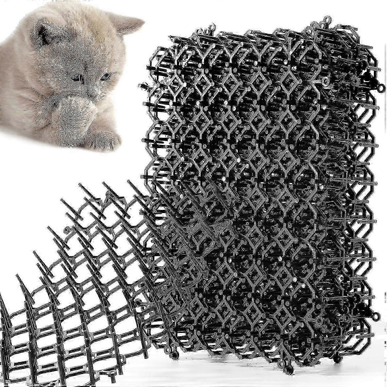 12 Pack 15.5*20cm Scratching Mats with Spikes for Cats, Outdoor Cat Repellent Mats, Spiky Grid Dog Repellent Mats for Garden Fences
