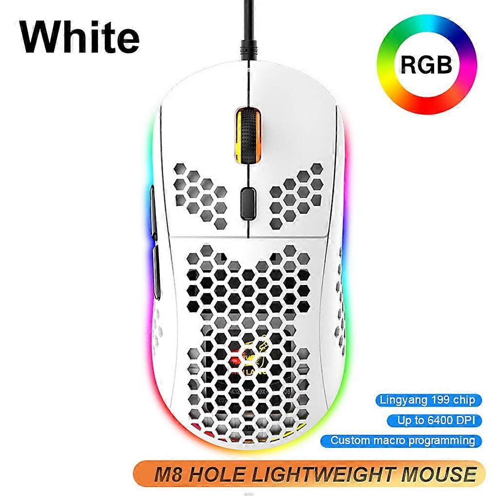 M8 RGB Gaming Mouse Honeycomb 6400 DPI Adjustable Ergonomic Mice For Computer Gamer RGB Light Gaming Mouse