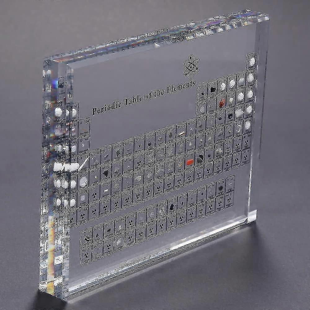 Akryyli jaksollinen taulukko todellisilla elementeillä, kemiallisten elementtien näyttö, jaksollinen elementtitaulukko, kouluopetus, syntymäpäivälahja