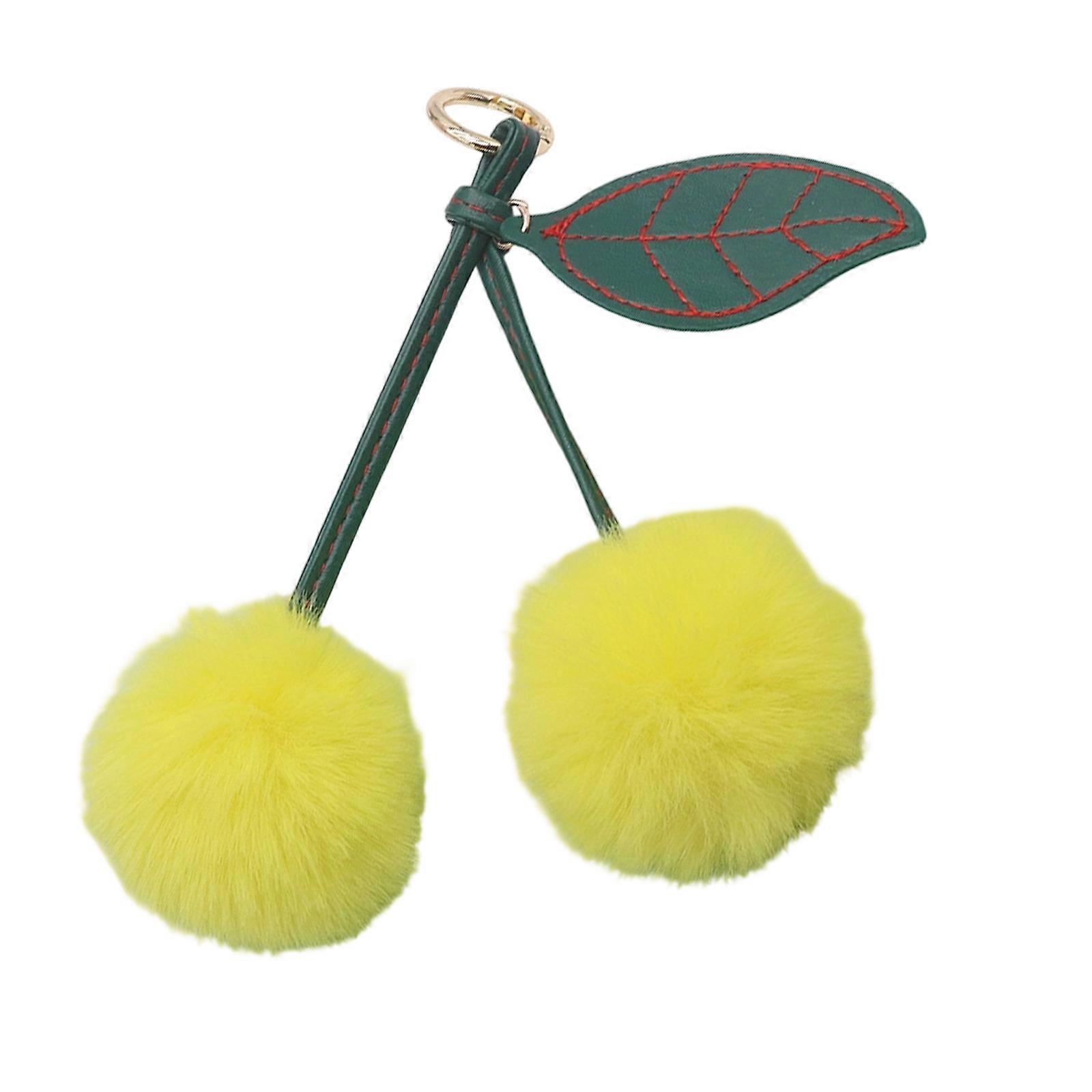 Plush Cherrys Keychain Soft Ornament Ideal For Keys Bags Backpacks Stylish Functional Gift  Yellow
