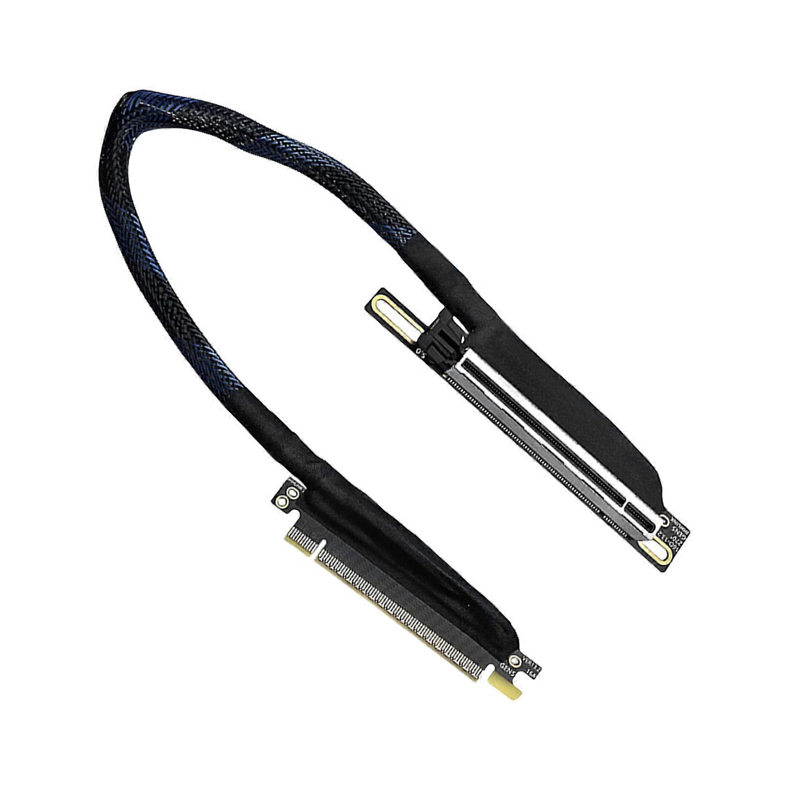 Optimized PCIe 5.0 X16 GPU Extension Wire 270 Degree Left Exit Braided Protections 64GT/s Bidirectional Bandwidth Cable Multicolor