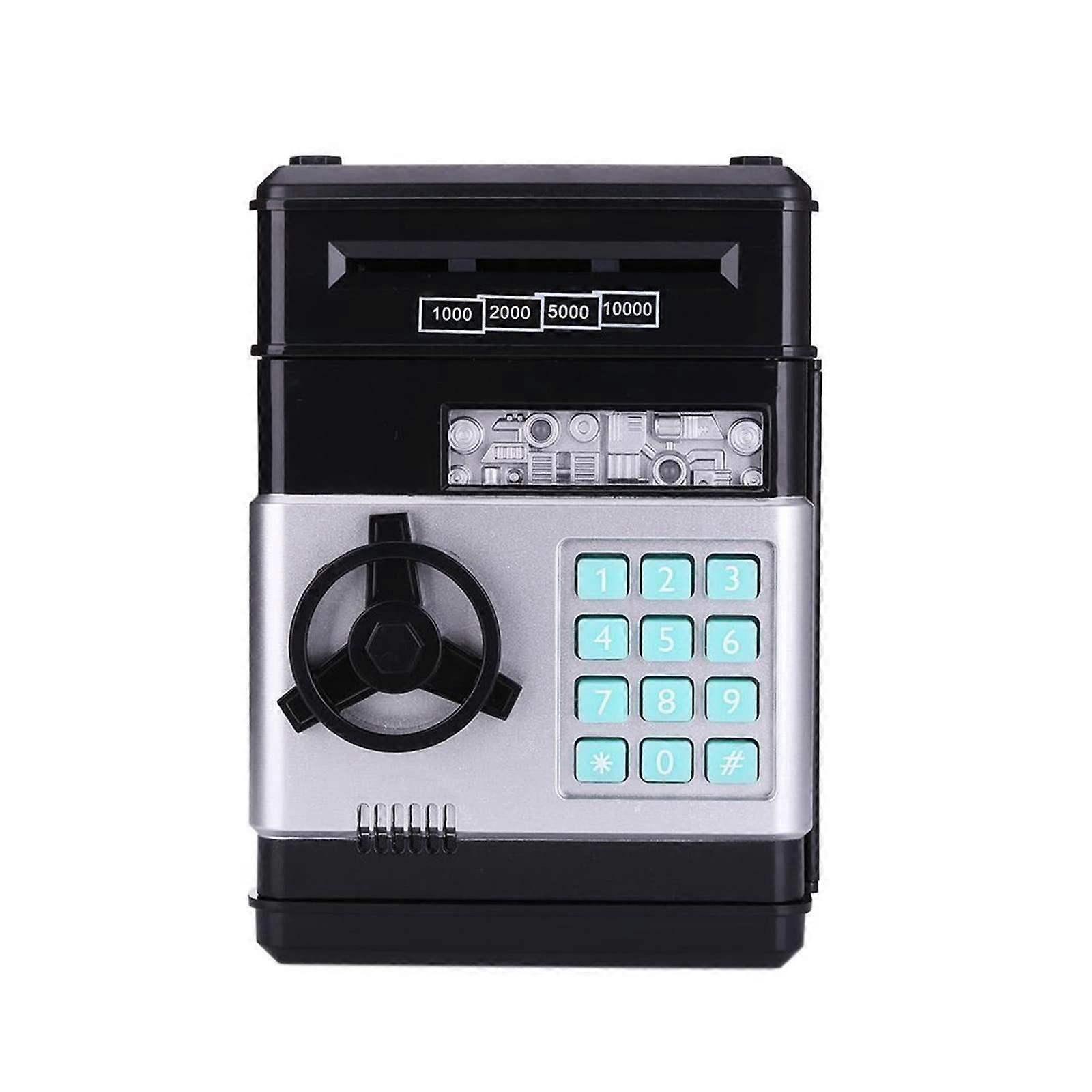 Electronic Piggy Bank ATM Money Box with Password Lock for Kids Cash and Coin Saving Safe (Black 2)