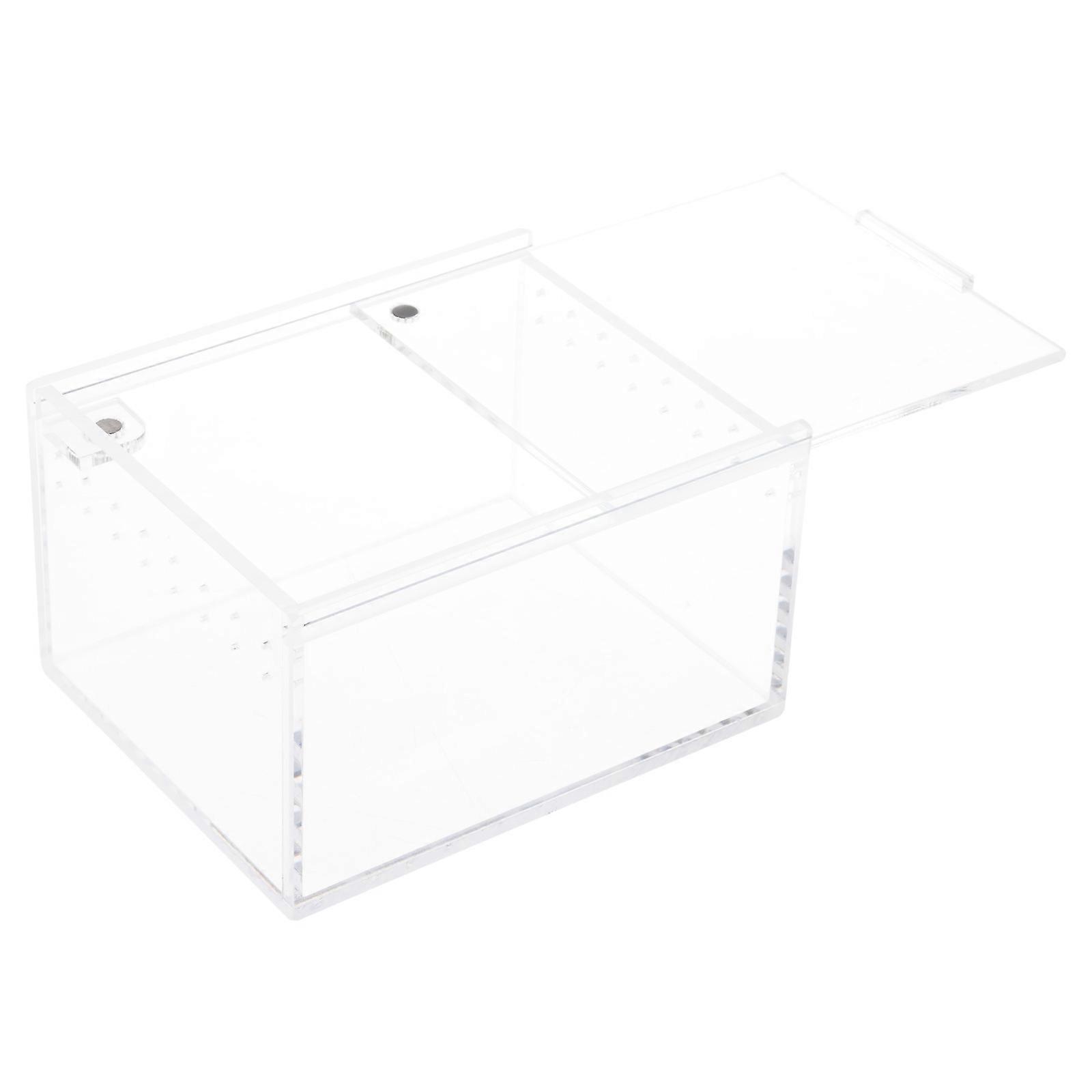 صندوق الزواحف تغذية الأليفة الصغيرة سحالي العنكبوت الحلزون ثعبان مربع تصميم واضح أبو بريص ديدان القز بيت ثعبان الحشرات 10.3x8.3x6