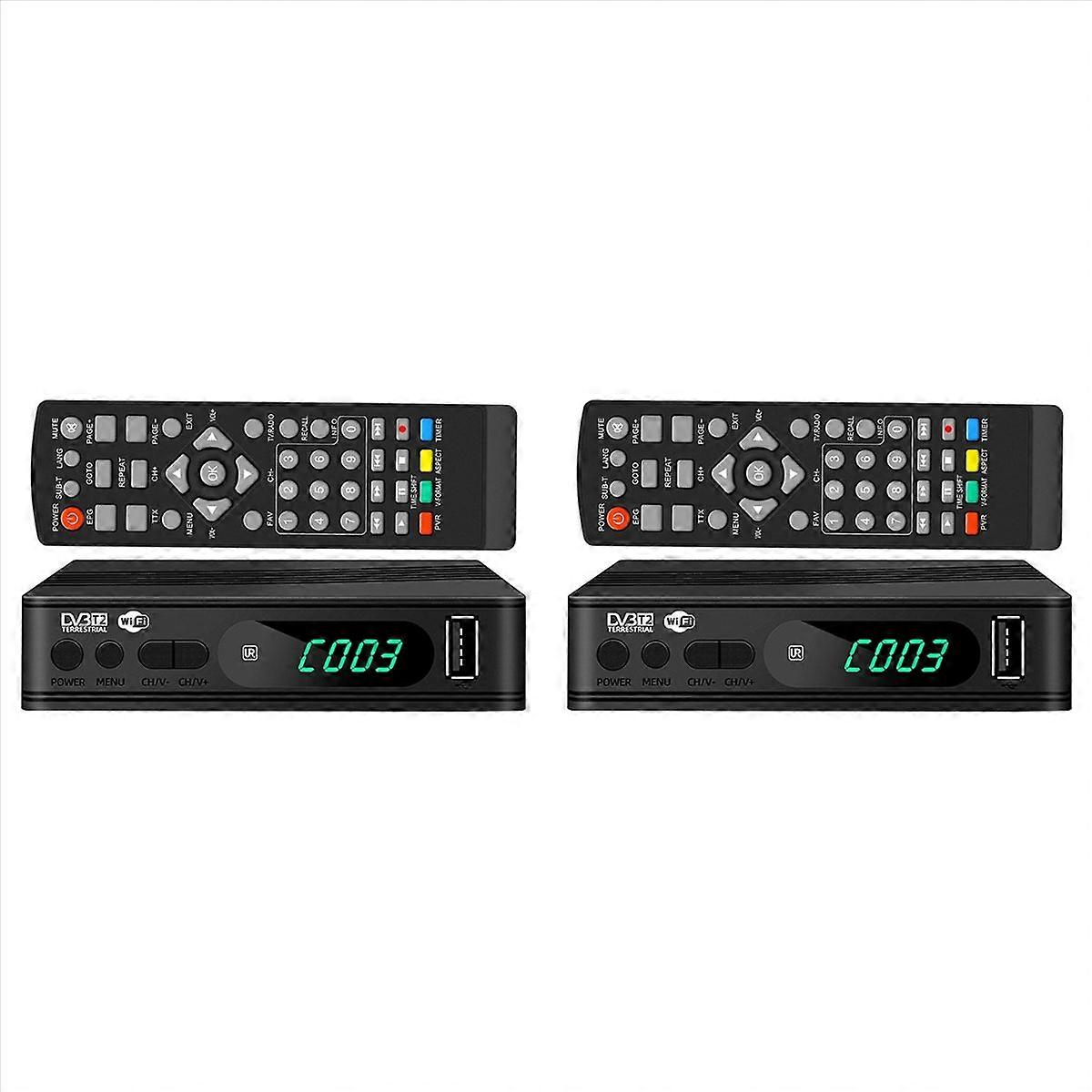 2X DVB-T2 TV Tuner Terrestrial Satellite TV Receiver Digital TV Decoder HEVC DVBT2 264 HD USB Set To