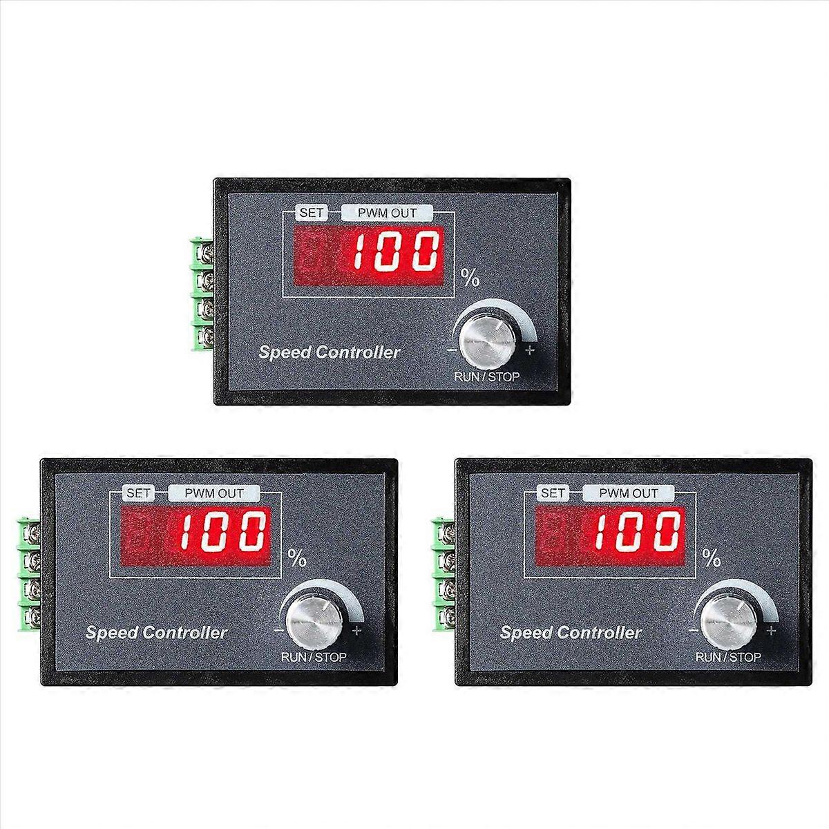 3X PWM DC Motor Speed Controller 6-60V 30A with Digital Display & Robust PCB - Perfect for Various M