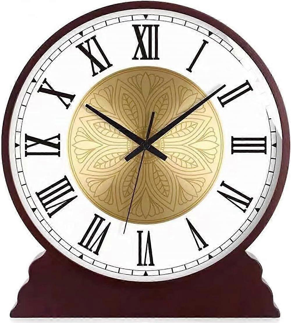 Vintage Mantel Clock Silent Battery Operated Table Clock for Living Room Fireplace Office Kitchen (A 10inch)