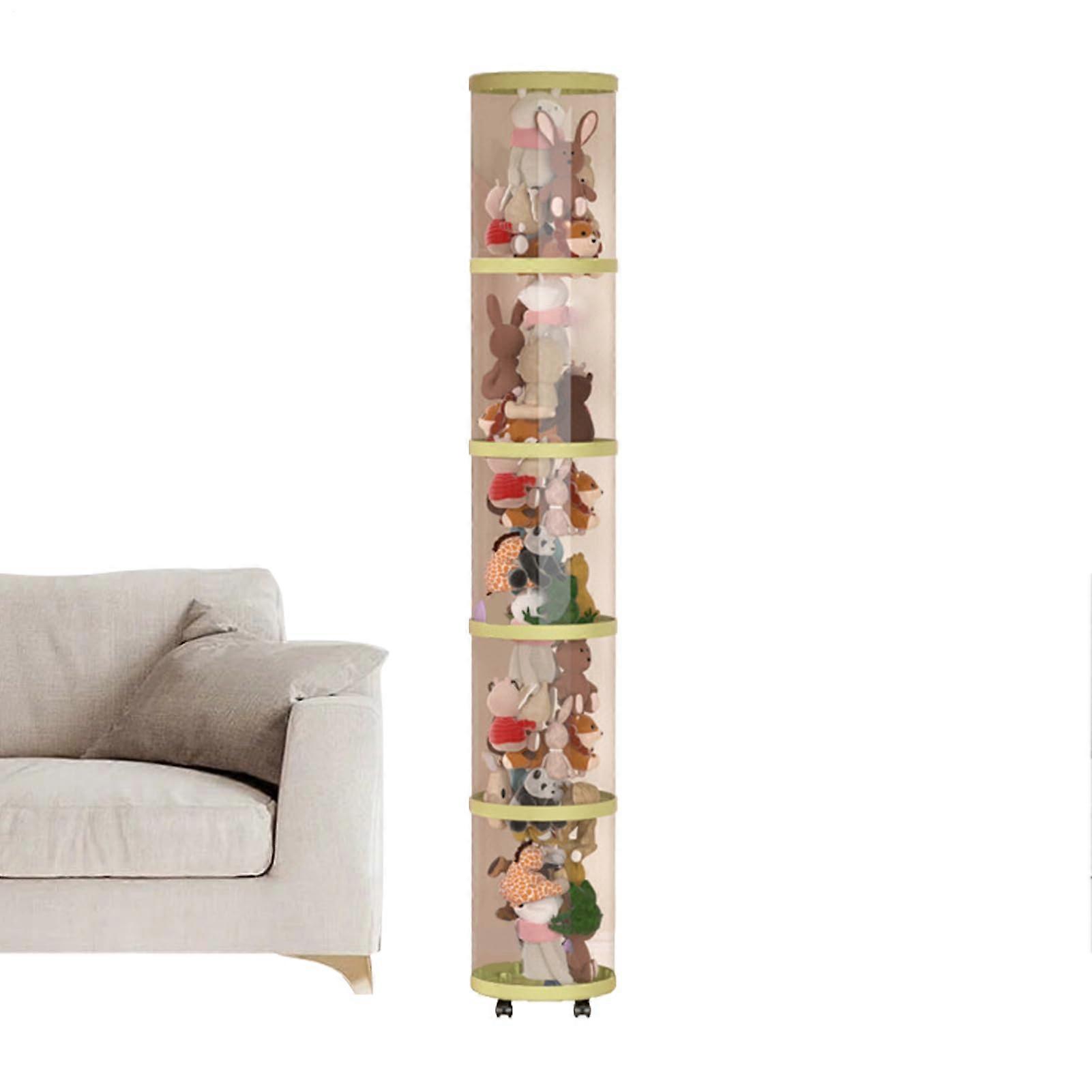 Plush Toy Organizer Tube Clear Vertical Basket Holder FiveLayer Rolling Toy Storage Green