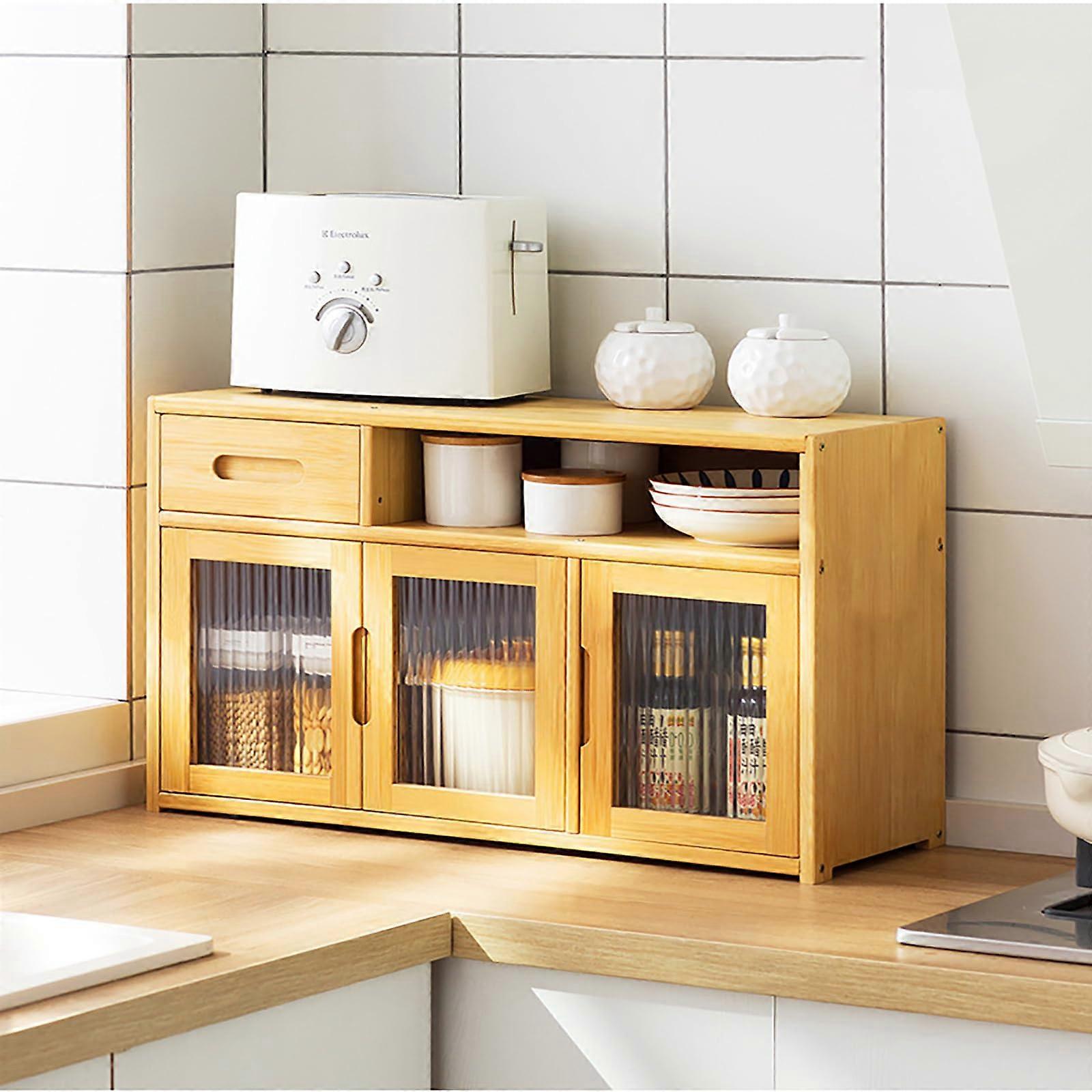 Kitchen Tabletop Storage Nizer White 62x23x39 cm, Sideboard Dish Storage Cupboard, Spice Rack for Small Spaces