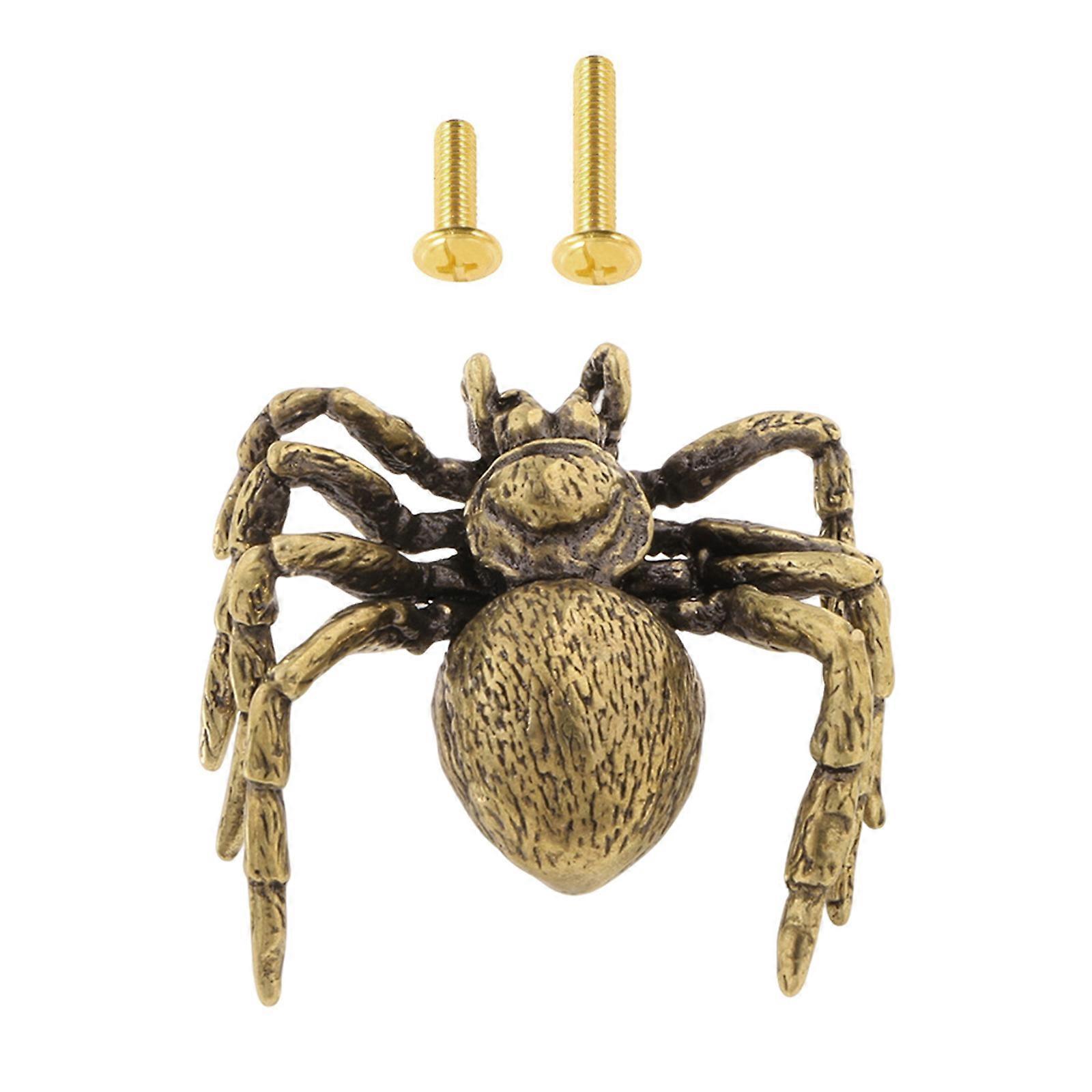 Child Safe Brasses Spiders Design Handle for Cabinet and Drawer Smooth Surfaces Easyly Install for Home Use Retros Look  Aged Color