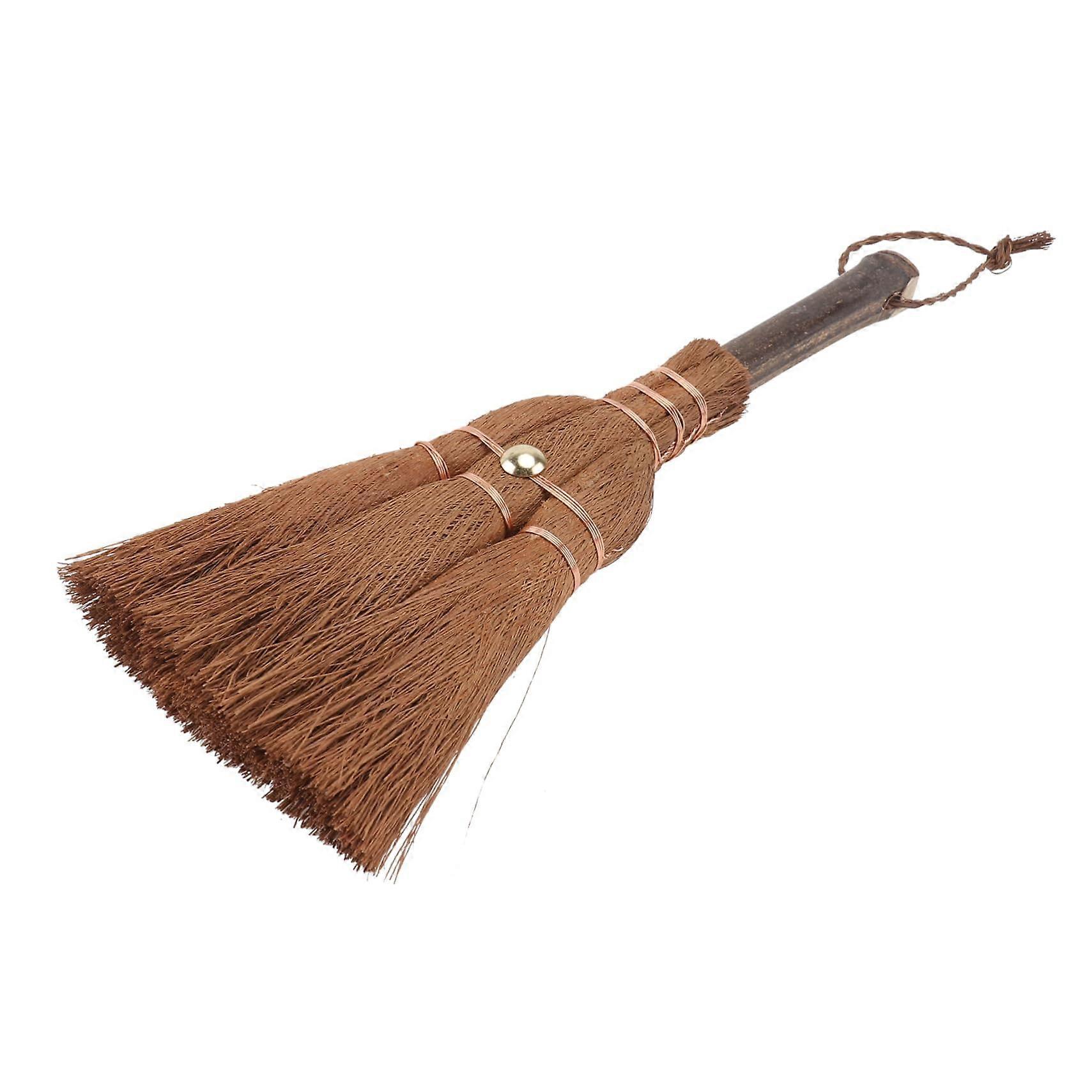 Mini Palm Broom Natural Straw Corner Sweeping Tool with Hanging Rope for Home and Tea Room