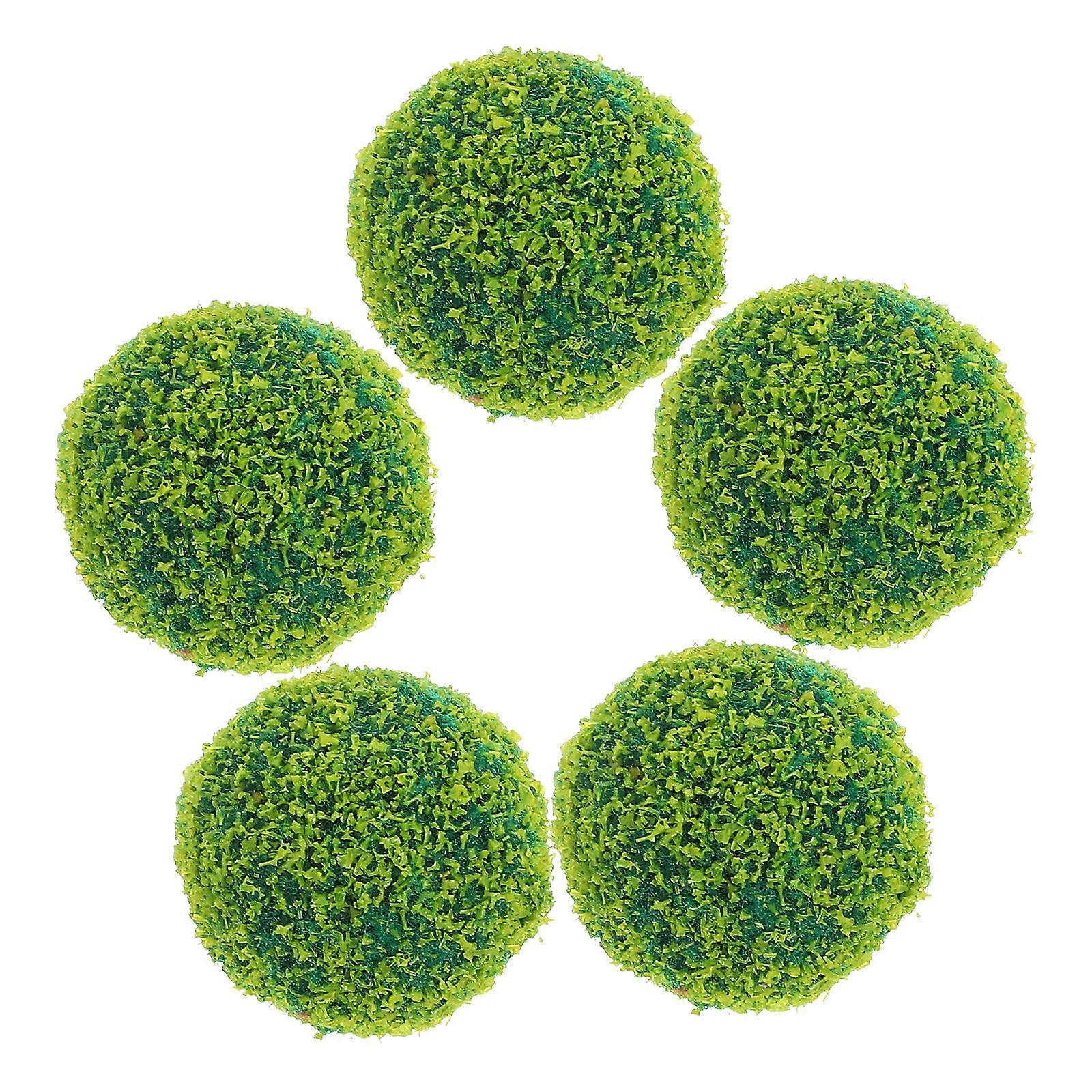 Green Simulated Grass Balls for Sand Table Models 5Pcs Artificial Topiary