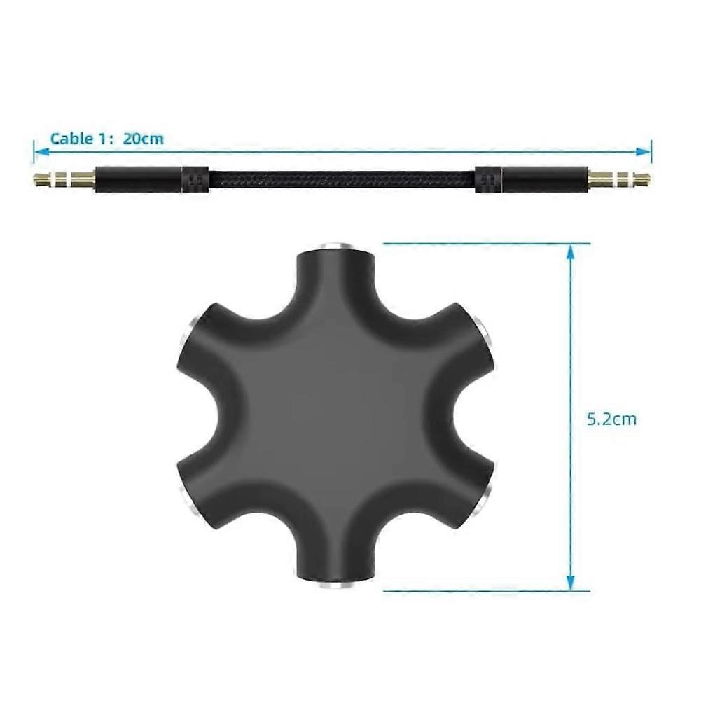 1 to 5 Audio Splitter 3.5mm Audio Router Separator Device Adapter Patch Cable Splitter