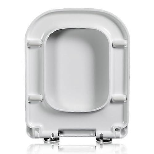 Soft Close Square Toilet Seat White, Heavy Duty PP, Quick Release, Adjustable Precision Fit
