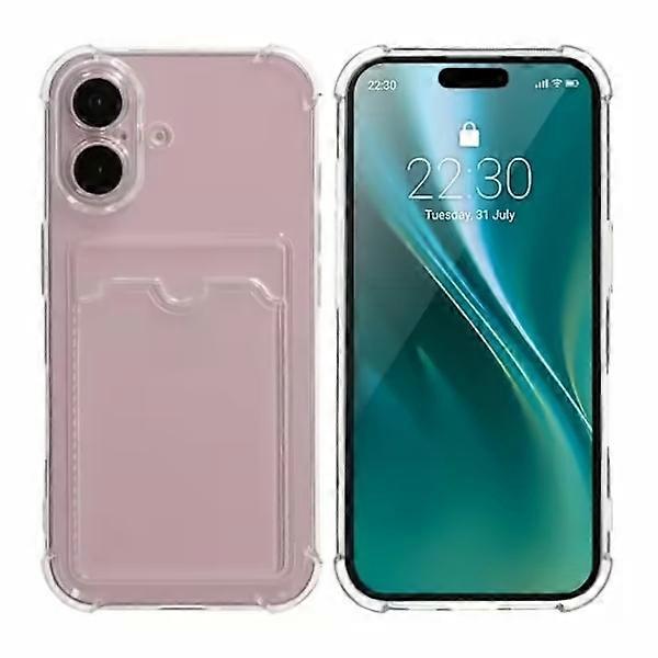 Compatible with iPhone 16 Mobile Case Shockproof with Card Holder - Transparent