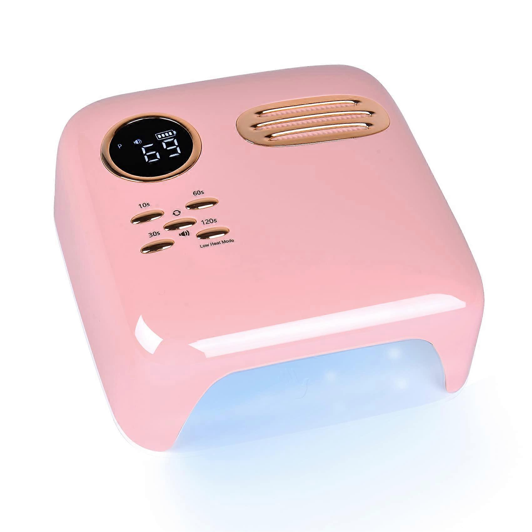 72W Rechargeable UV LED Nail Lamp with Smart Sensor and 4 Timer Settings for Salon or Home Pink