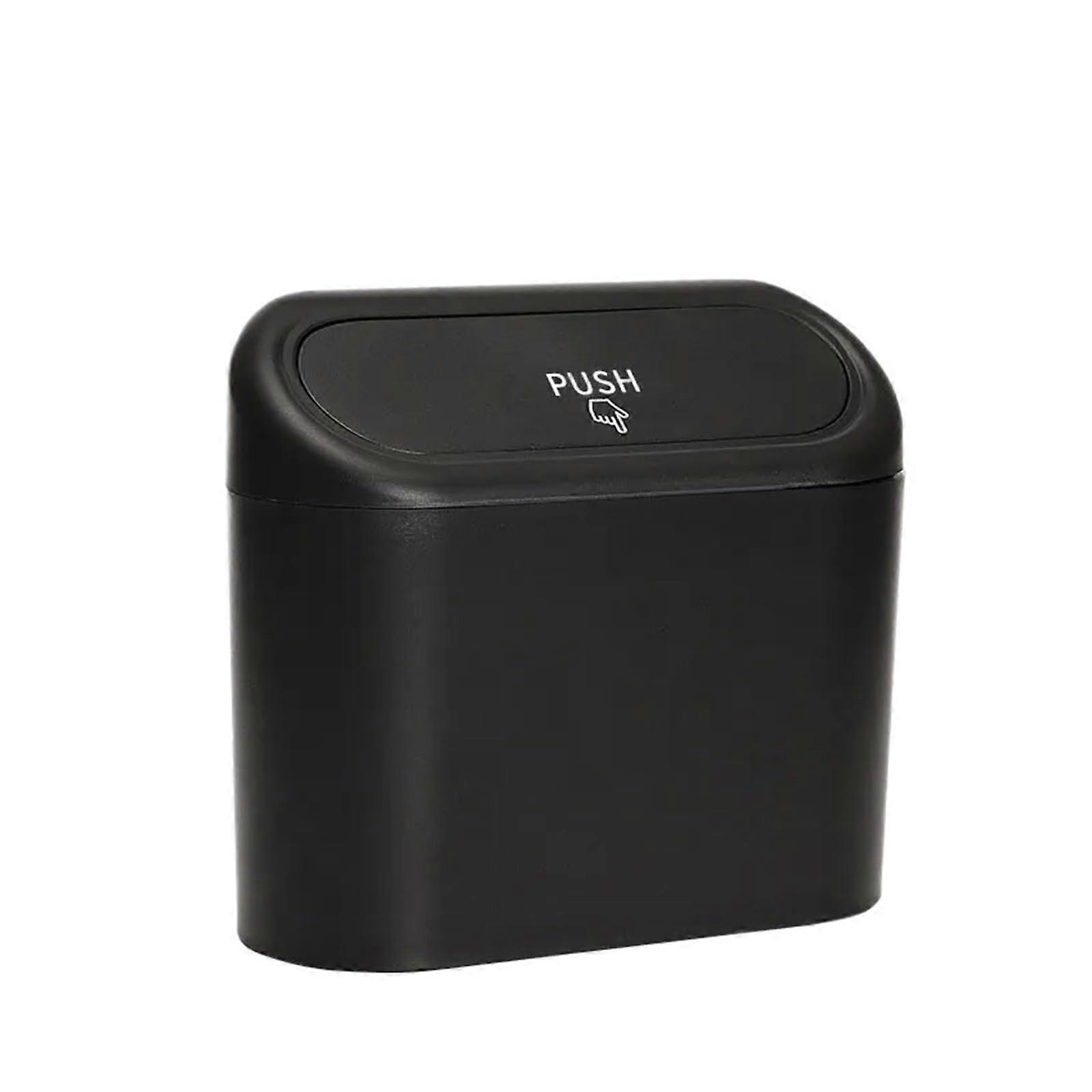 Car Trash Can with OdorBlocking Lid, Leakproof Vehicle Garbage Bin, Compact Black 1PC