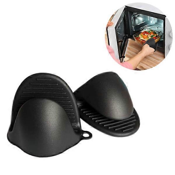 Oven mitt silicone pot holder 2-pack Black