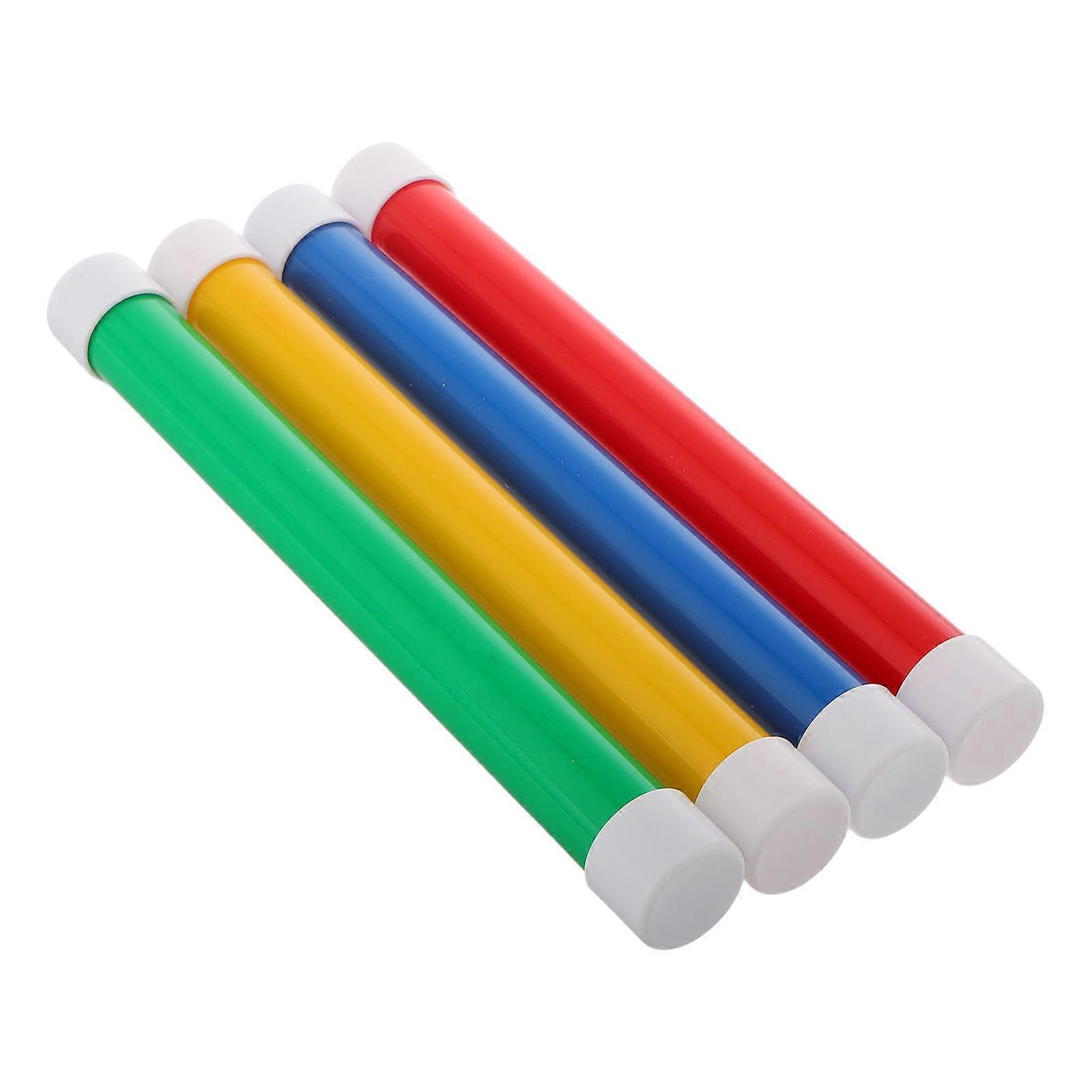 Assorted Color Relay Running Rod Sticks for School Training 4Pcs Plastic