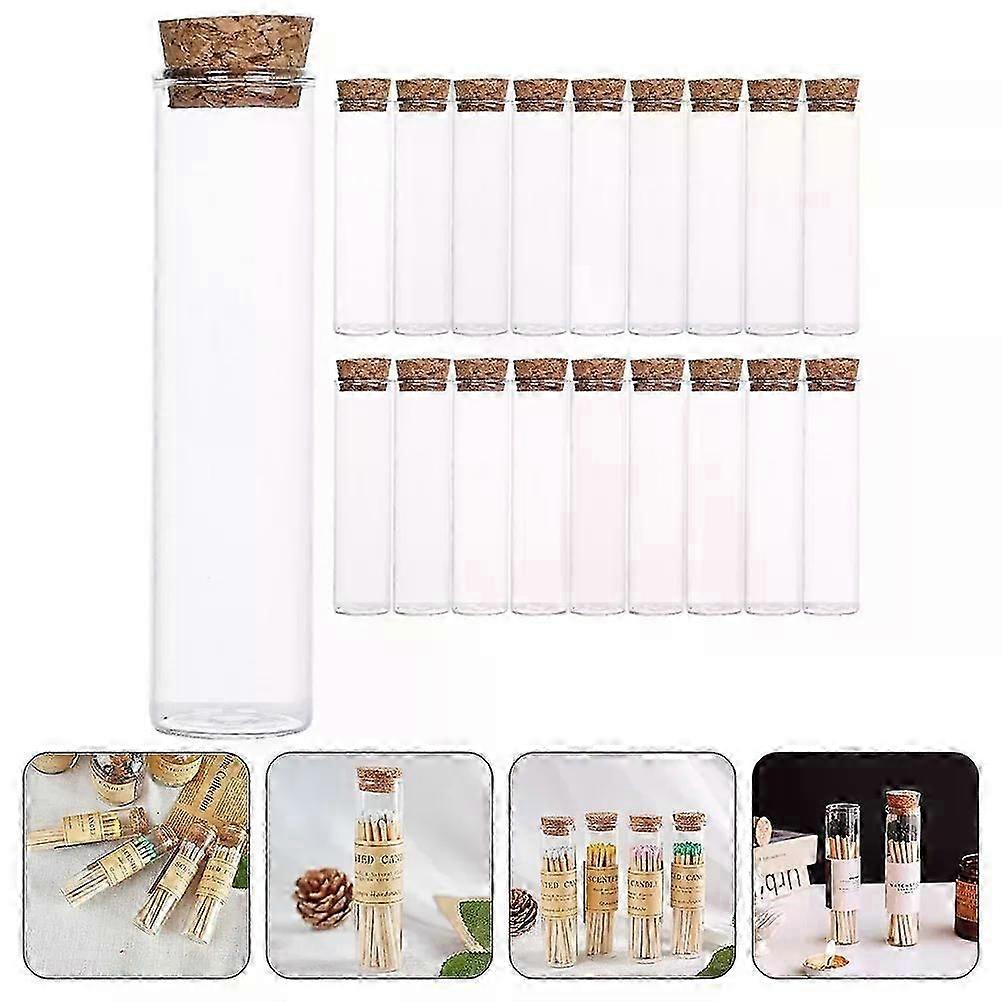 20 Pcs Match Bottle with Stopper Empty Glass Bottles Sample Specimen Storage Holder Cork Clear Wishing Drifting Laboratory