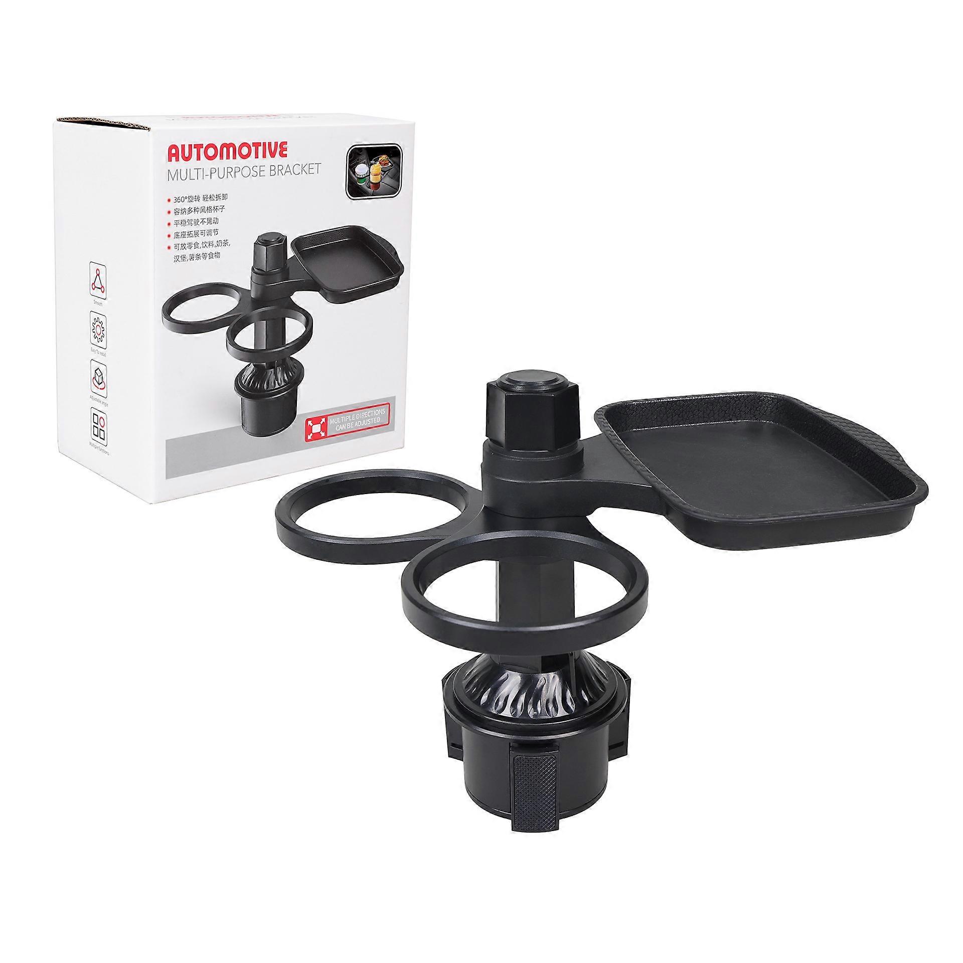 3-in-1 Detachable Car Cup Holder Tray-Expandable Food Table with 360�� Rotating Design Sturdy Base for Long Road Trips Table Tray