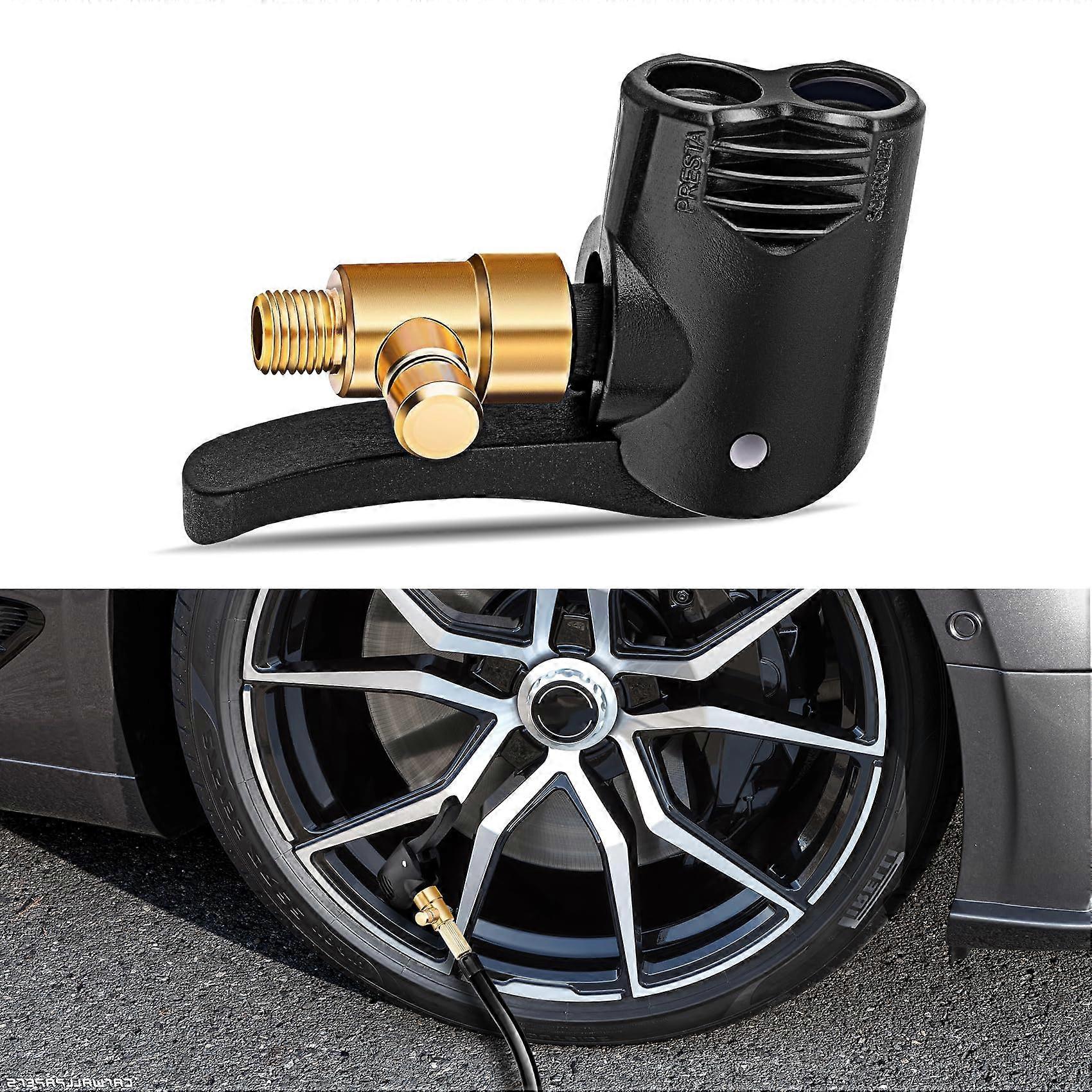 Locking Air Chuck for Tire Inflator with Dual Head Design, Quick Release for Bike and Car Tires