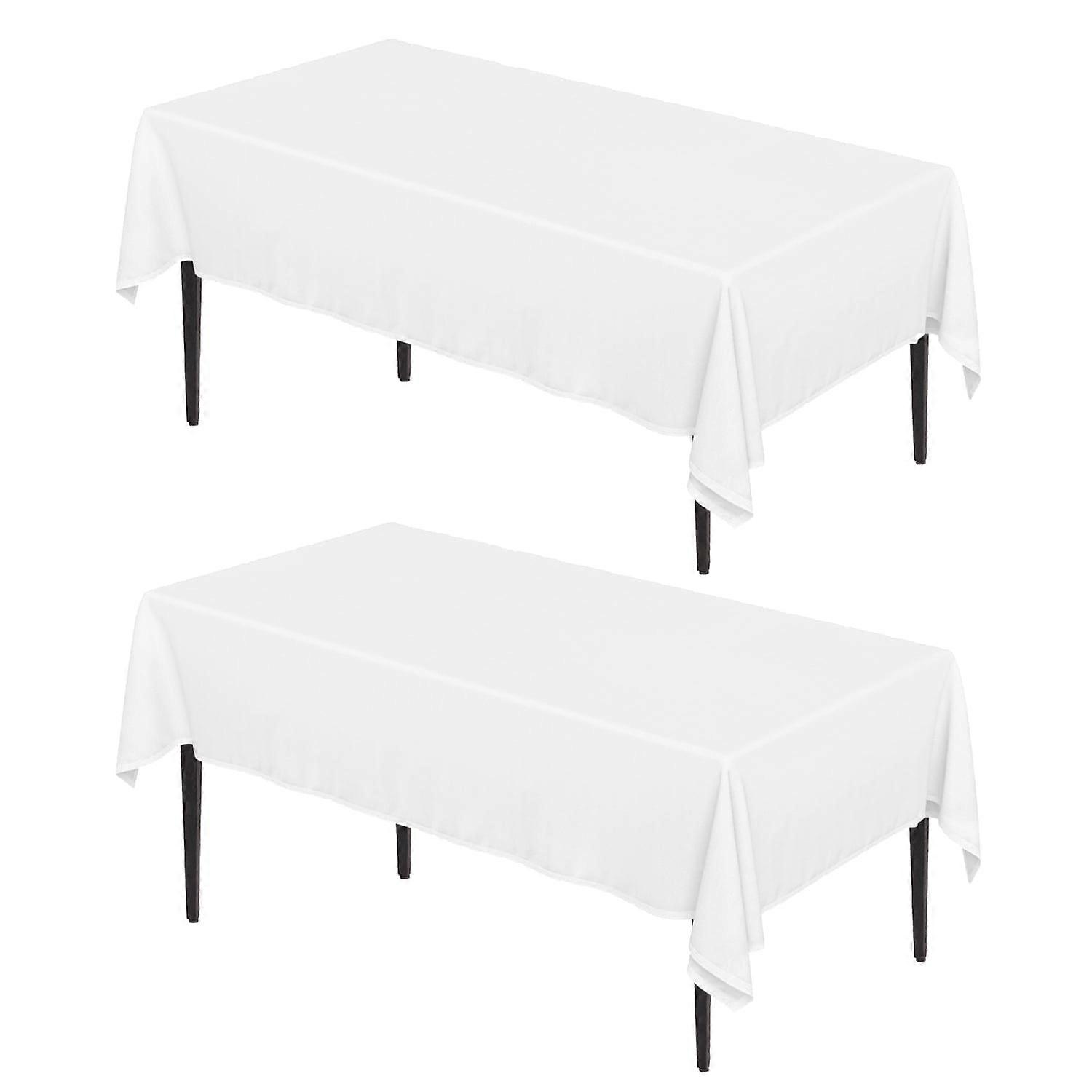 Sm:)e 2 Pack White Tablecloth Polyester 60x84 Inch 4ft Table