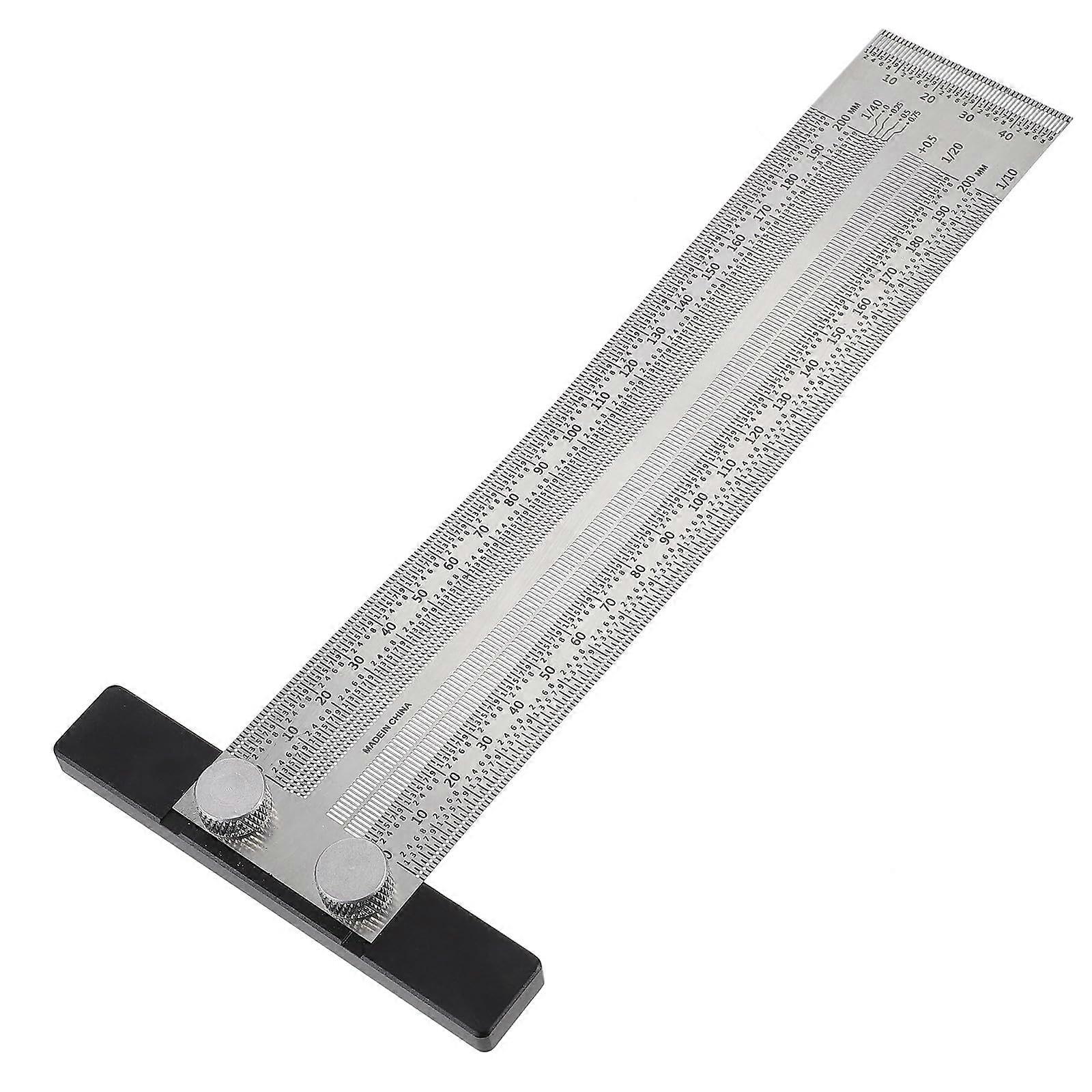 Woodworking TSquare Stainless Steel Measuring Ruler with Precision Marking Slots for Carpenters