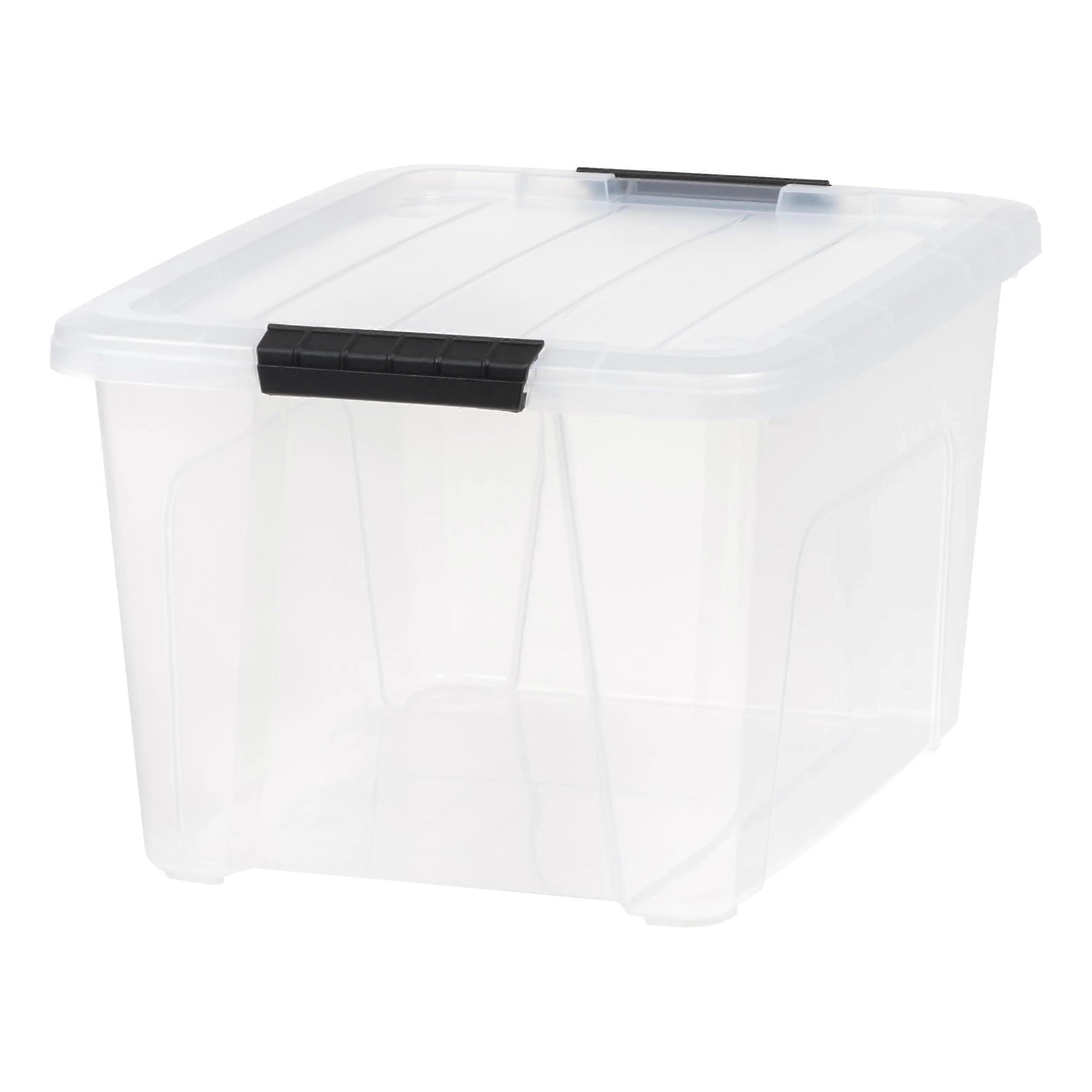 Clear Storage Bin 32 Qt with Lid and Handles, Stackable Durable Latching Container for Home Office