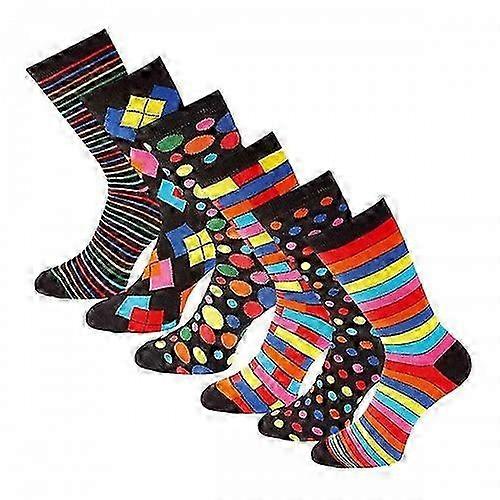 Men's Colorful Cotton Socks - Assorted Patterns (6-Pack)