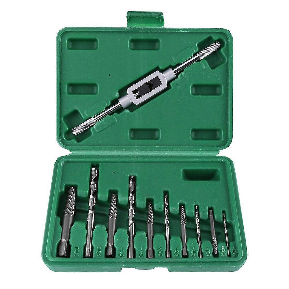11pcs Screw Extractor Set with HSS Drill Bits for Quick Damaged Bolt Removal and Grip Design
