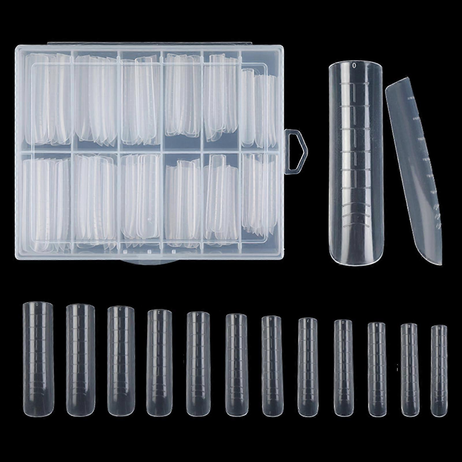 Clear Poly Gel Nail Extension Dual Forms Set, Reusable ABS Tips for Salon and Home Use