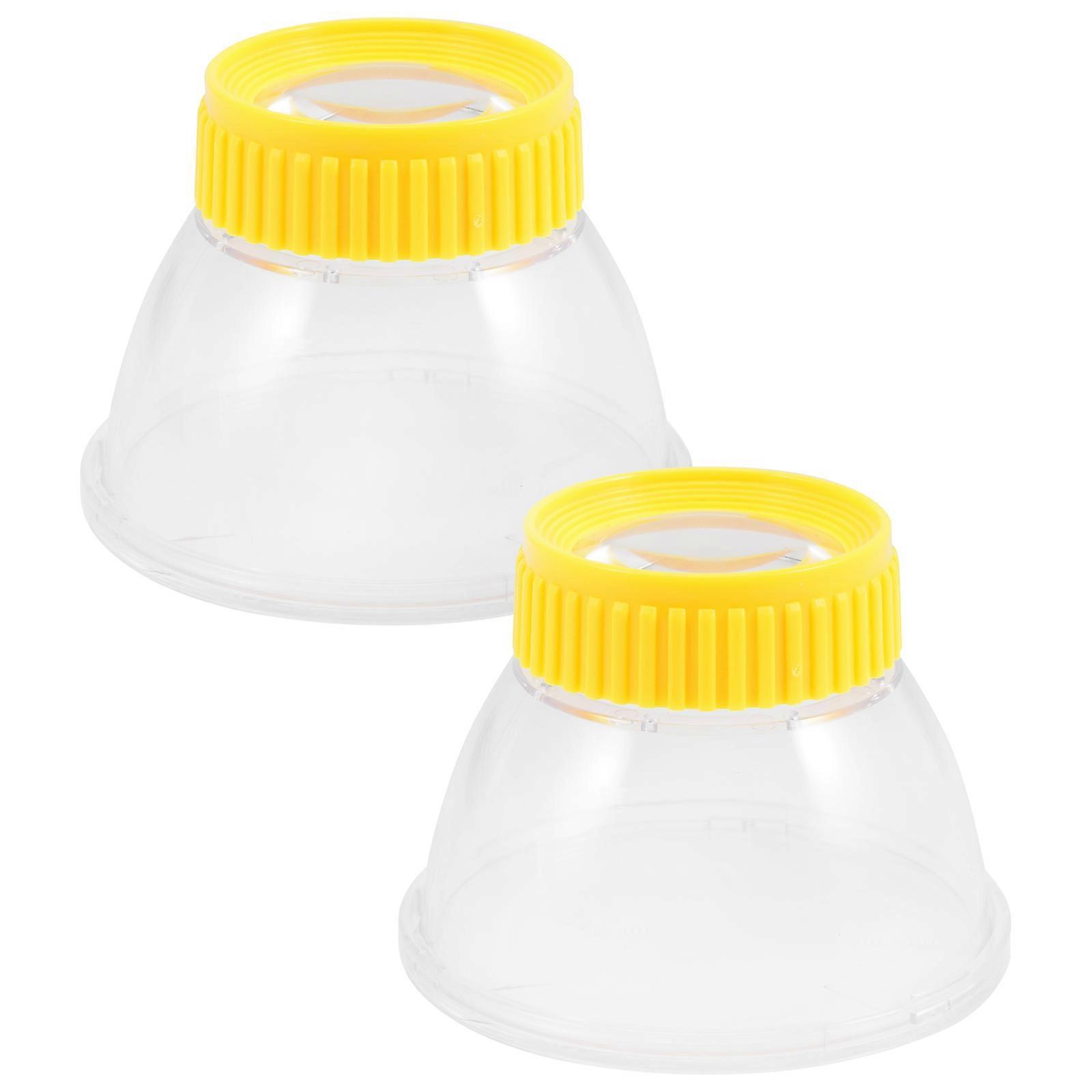 Insect Observation Box Breathable Cage for Observation 2Pcs Yellow Plastic