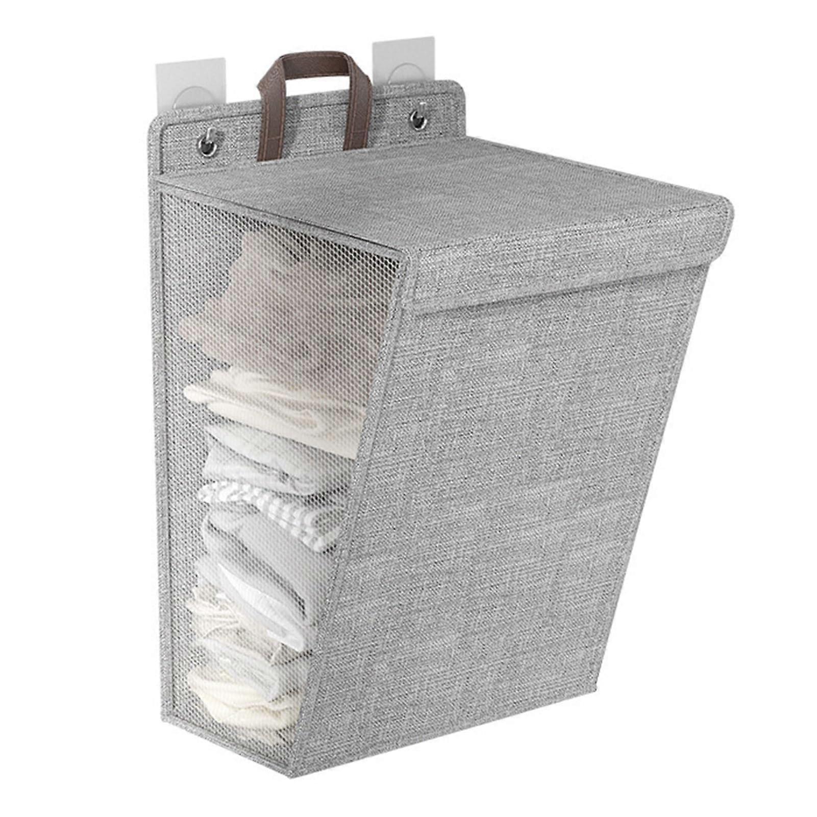 Foldable Wall Hanging Laundry Basket Durable Fabric SpaceSaving Dirty Clothes Storage