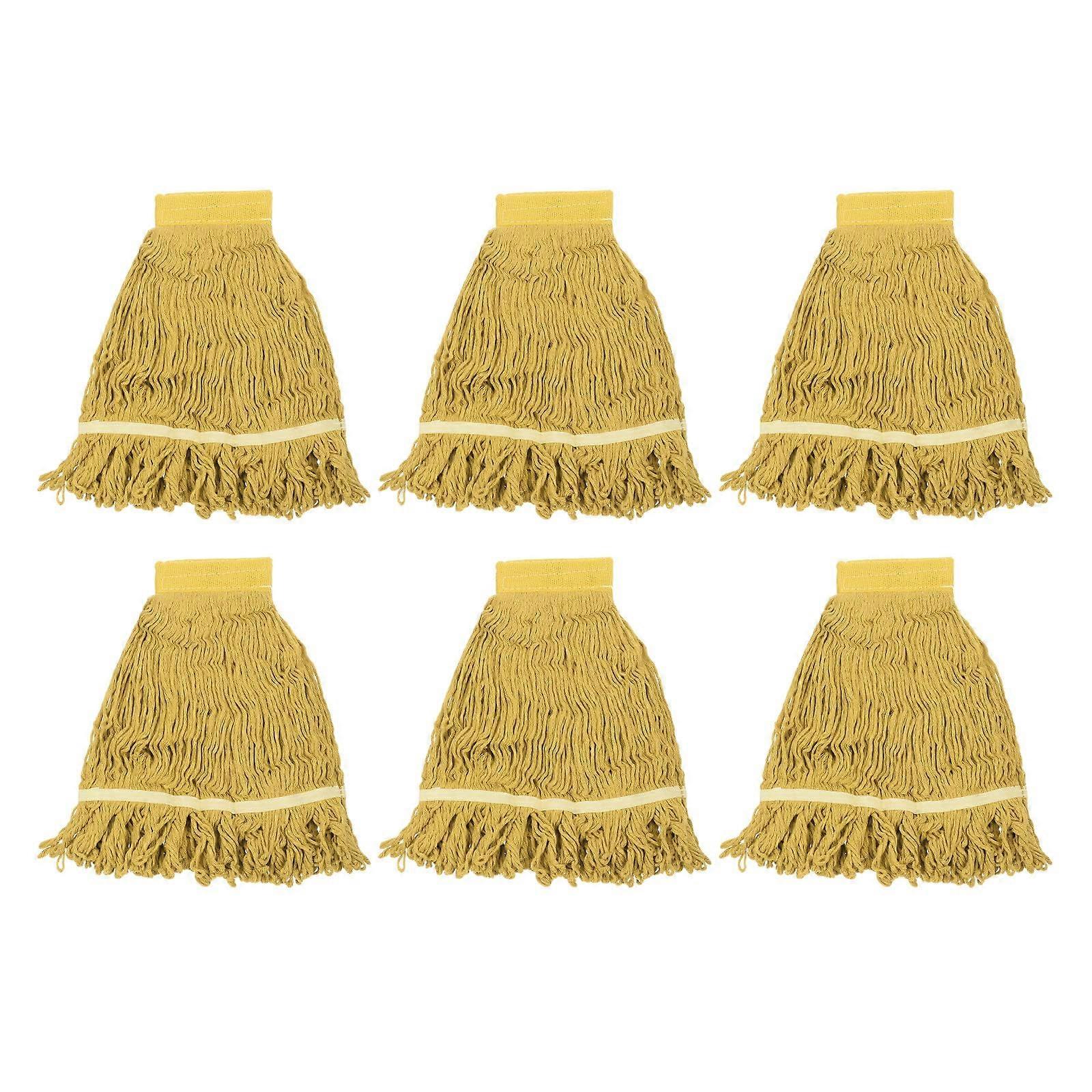 6Pcs Commercial Cotton String Mop Head Replacement, Looped End Wet Mop Refills, Yellow,  Absorption