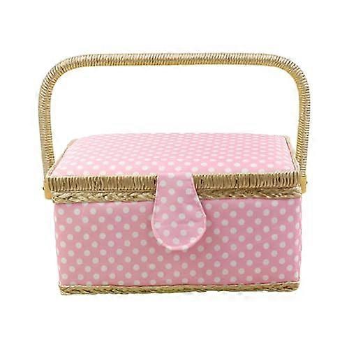 Pink Sewing Box Organizer with Multiple Compartments and Secure Closure for Adults