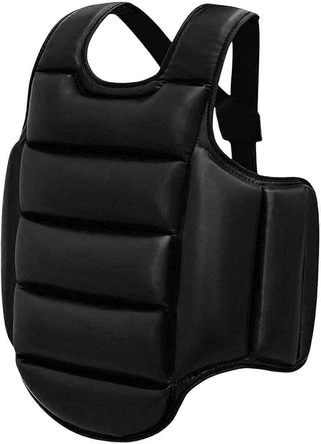 Chest Protector Taekwondo Vest with ShockAbsorbent Padding for Karate Boxing Training, Black L