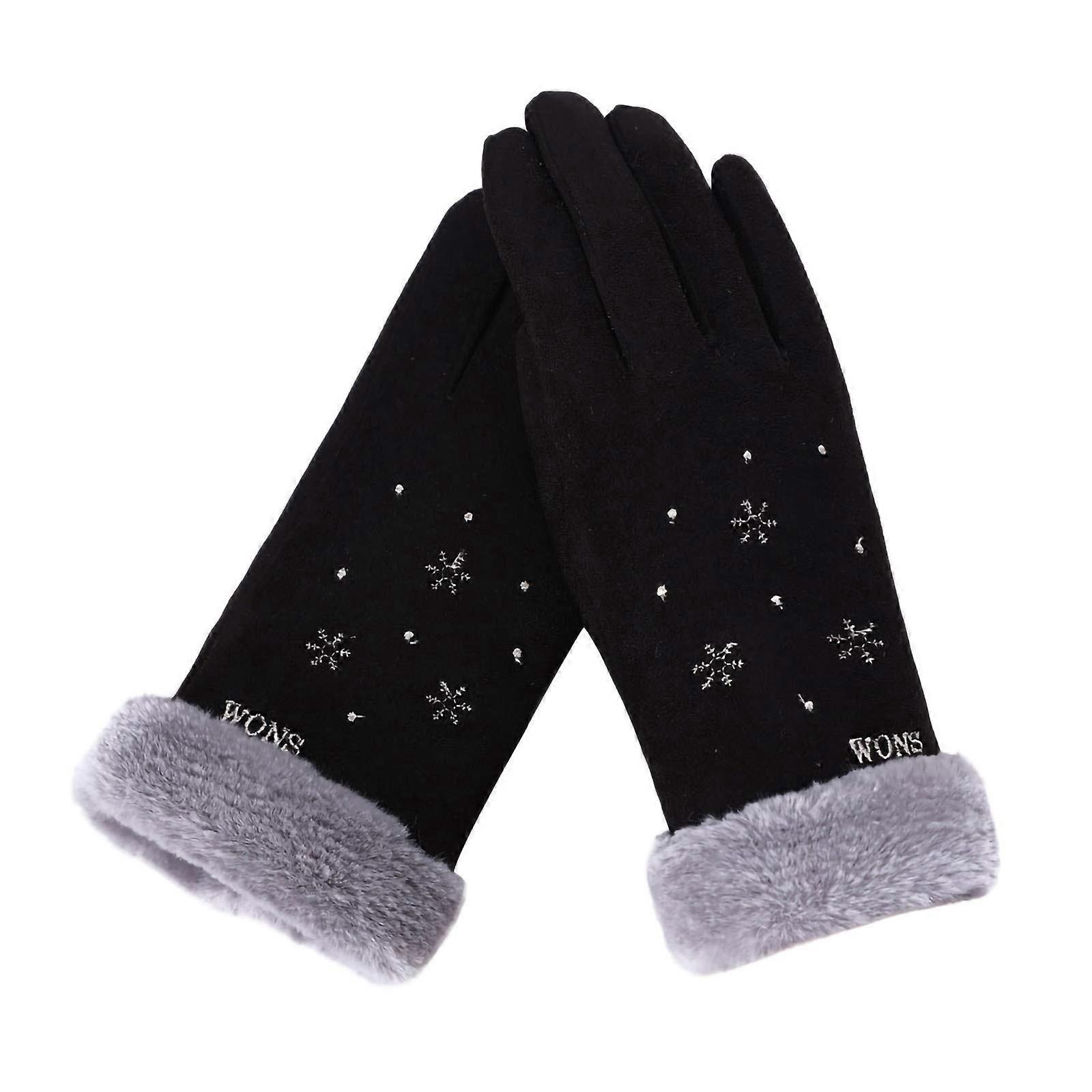 Black Thermal Touchscreen Winter Gloves Windproof Warm for Cold Weather Outdoor Use