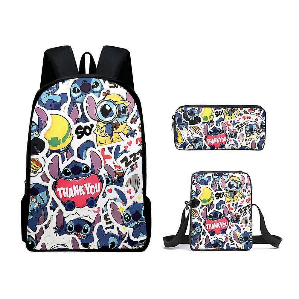 3D Printed Stitch Schoolbag Stitch Backpack Satchel Pencil Bag Backpack Three-Piece Set