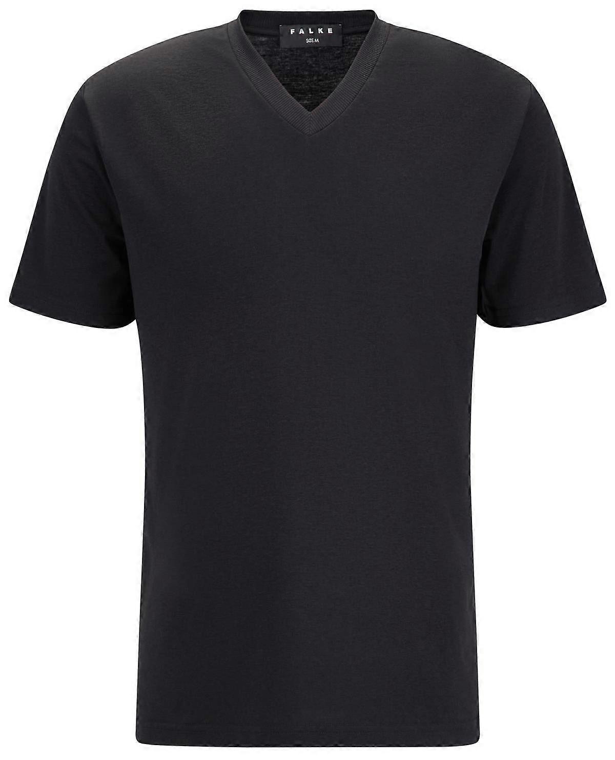 Falke Lyocell Blend V-Neck T-Shirt - Black