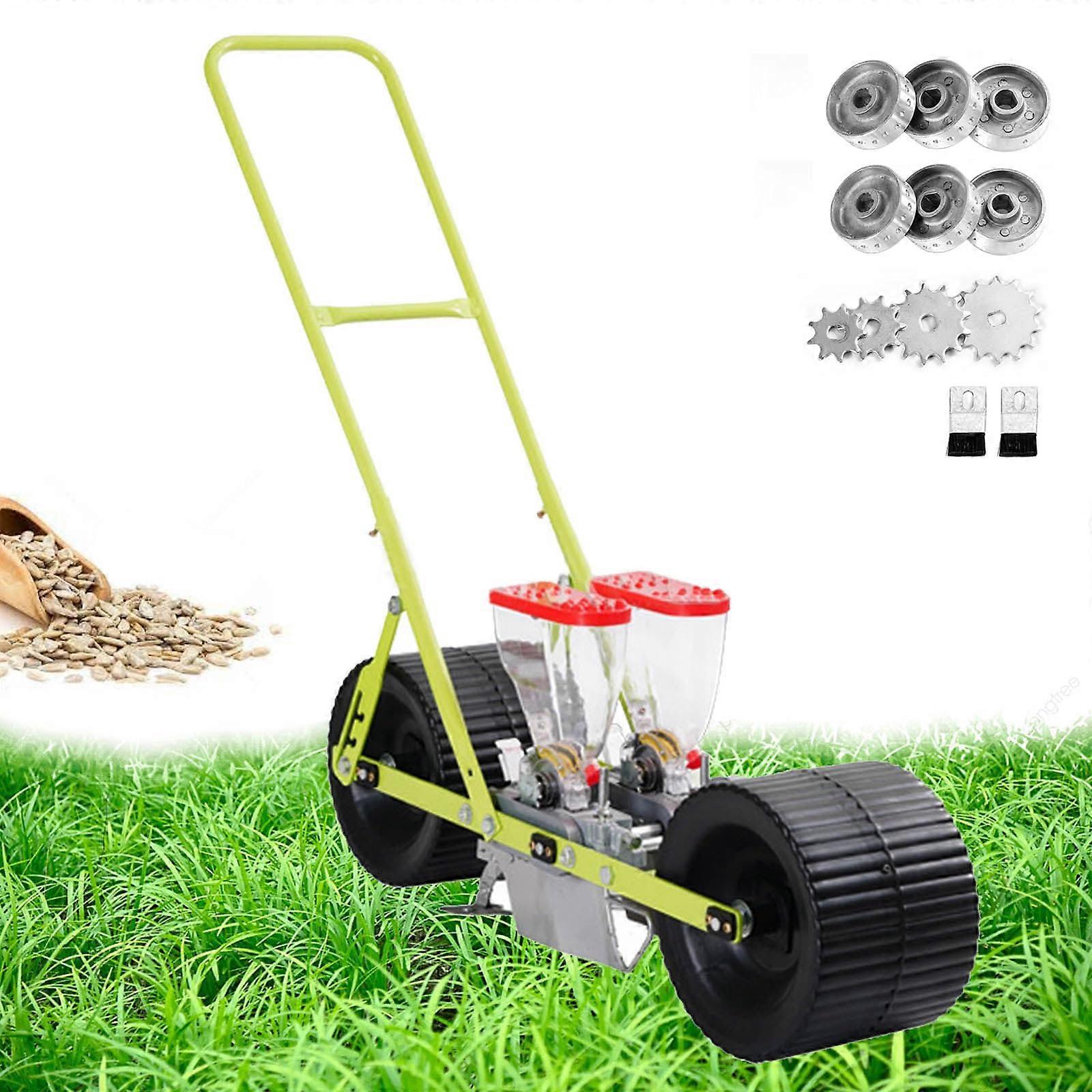 Manual Seed Planter 2Row Vegetable Seeder with Adjustable Spacing and Depth for Precise Planting