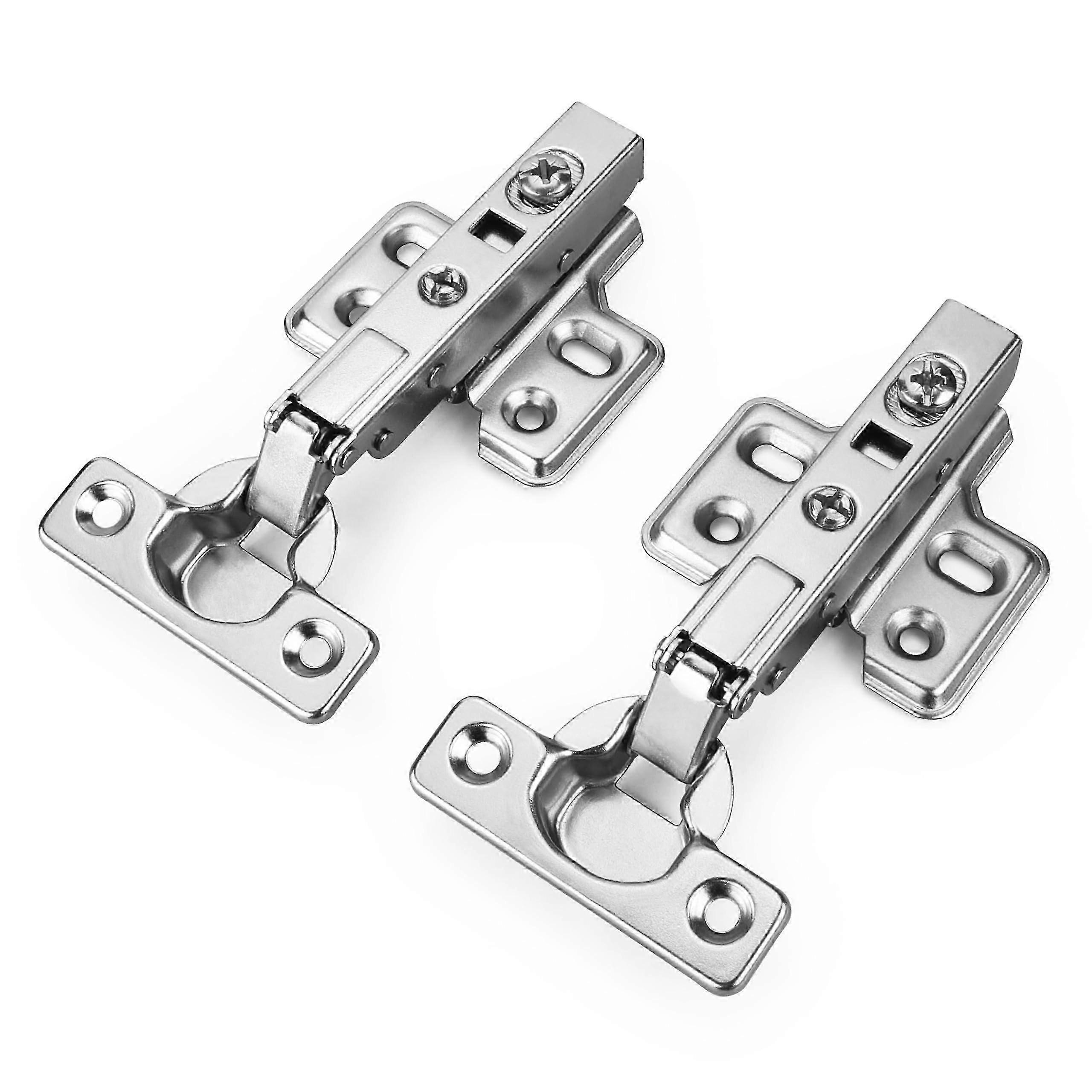 Soft Close Cabinet Hinge 26mm Cup Half Overlay for Thin Door, Nickel Plated Concealed Design