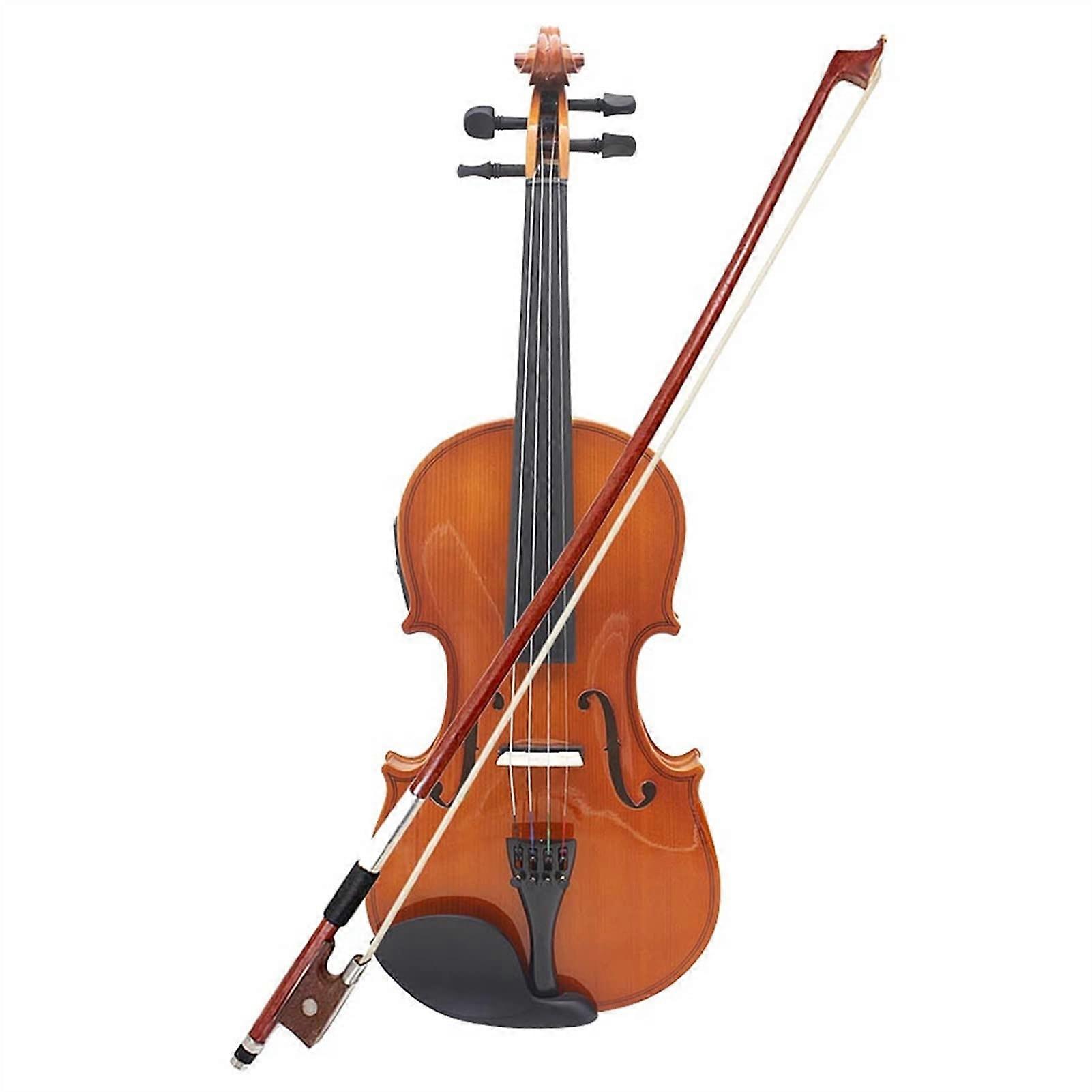 Full Size 4/4 Electric Acoustic Violin with EQ, Solid Wood Spruce , Case and Bow for Students