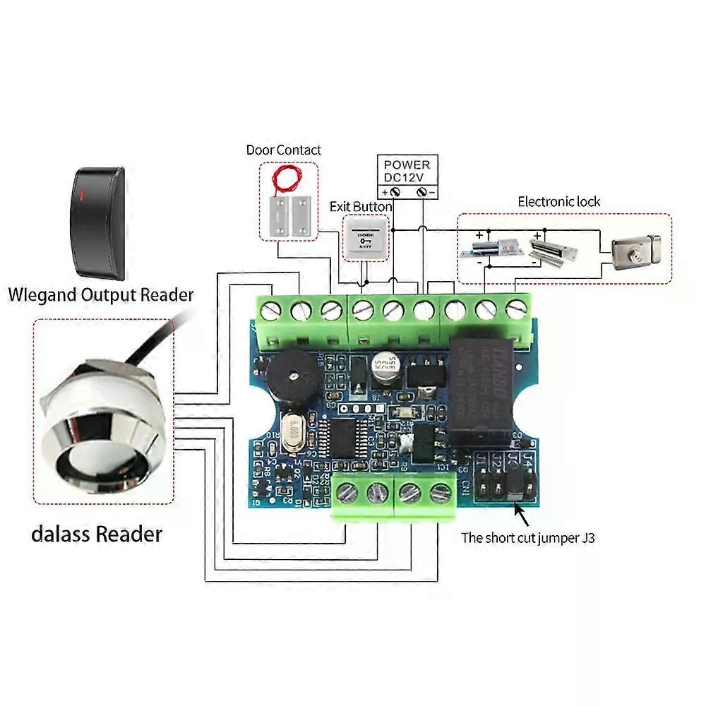Mini Relay Module Access Controller Board Kit TM Wiegand Output RFID Card Reder Set Door System Admin Card 1000user DC12V