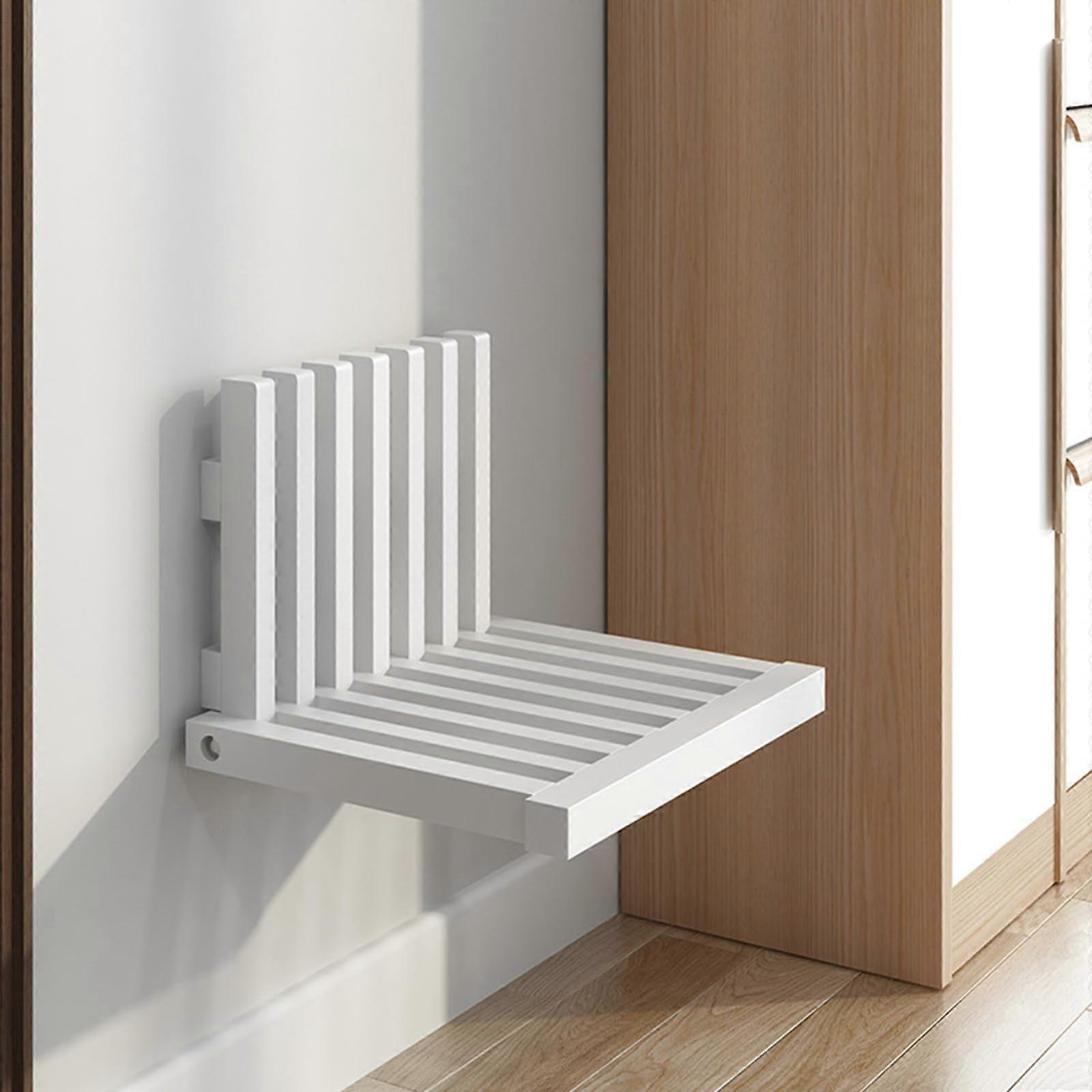 Wall Mounted Folding Bench Solid Wood Seat for Entryway Shoe Changing and Shower Use
