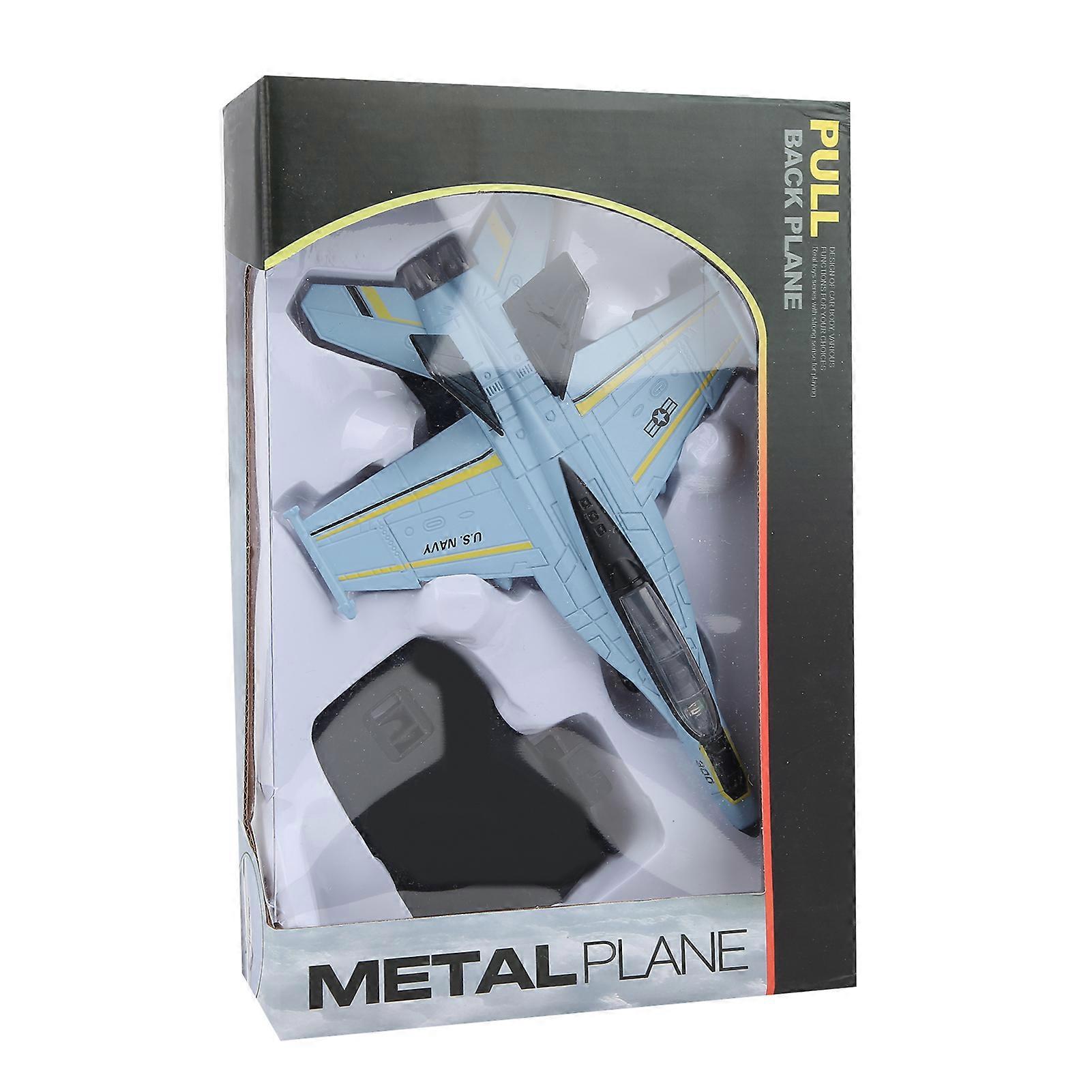 Children Alloy Airplane Model Pull Back Airplane Model Toy with Light Sound EffectBlue