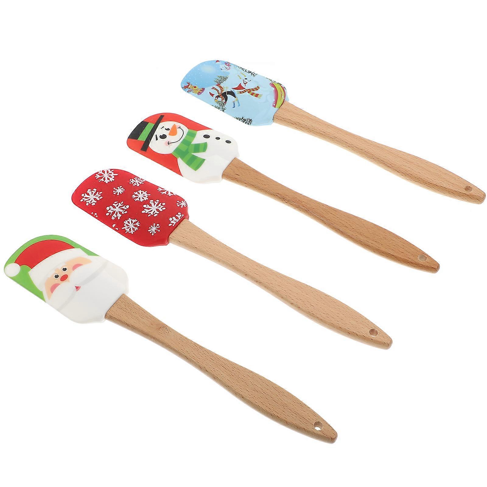 Silicone Spatula Christmas Baking Tools for Kitchen Use 4Pcs Assorted