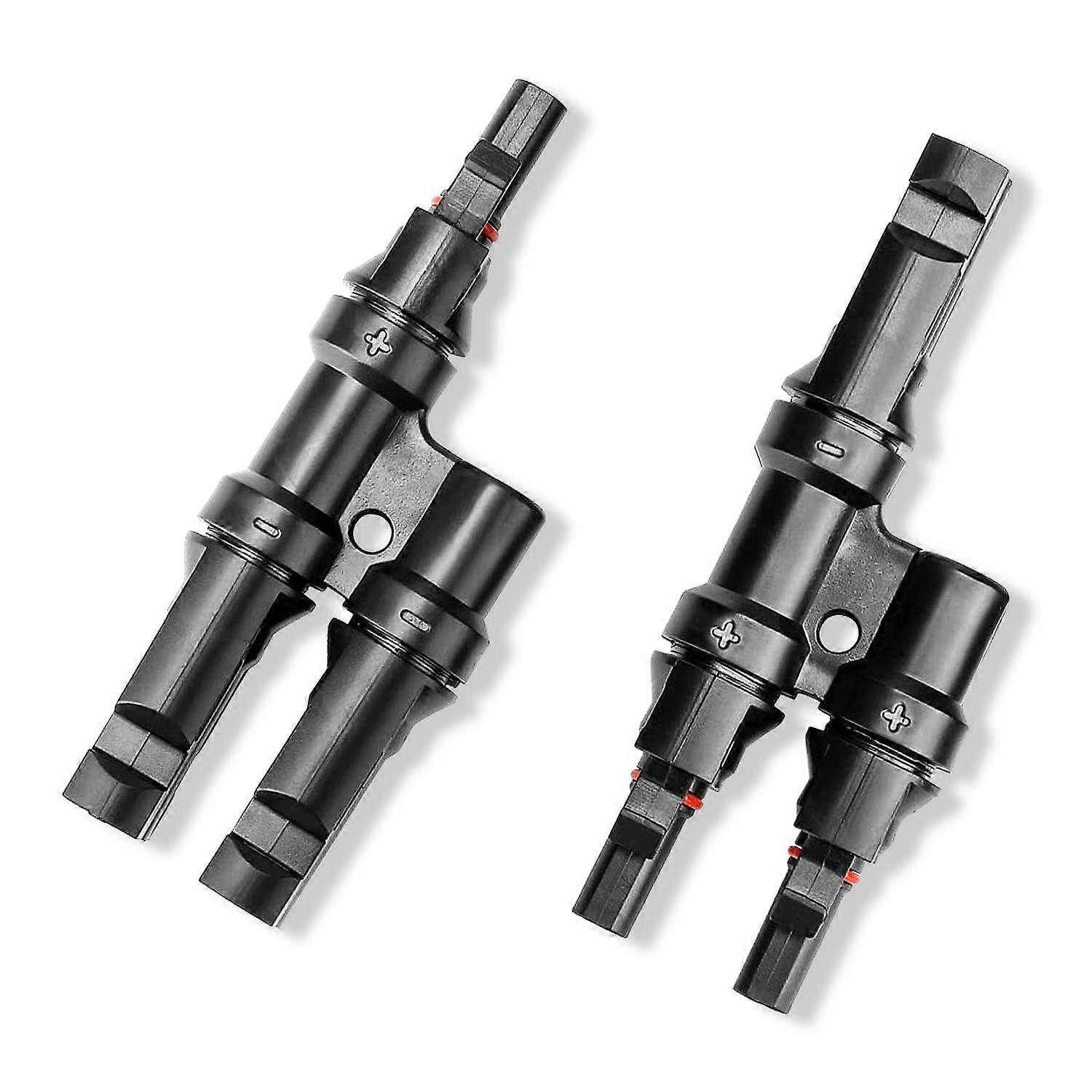 Solar Panel Y Connector Pair MMF FFM for Parallel Wiring, MC4 Plug and Play Setup, Black