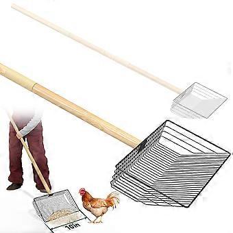 Heavy Duty Chicken Poop Scooper with Extra Wide Scoop, Adjustable Long Handle and Durable Metal Construction for Chicken Coop Cleaning