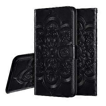 Wallet Leather Case Mandala Embossed Flip Cover with Magnetic Closure Kickstand Card Holder for Samsung Galaxy S25 Ultra