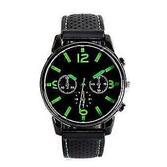 Herre Mote Tallskive Silikonrem Sport Analog Quartz Armbåndsur Grønn
